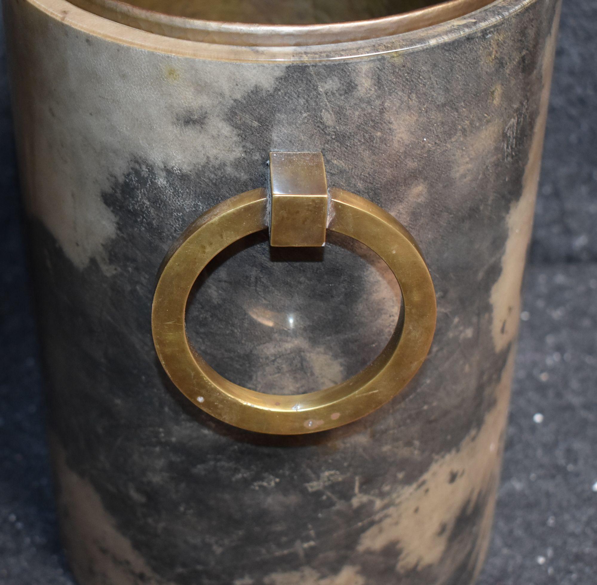 Parchment Waste Basket with Brass Rings In Good Condition In Cathedral City, CA