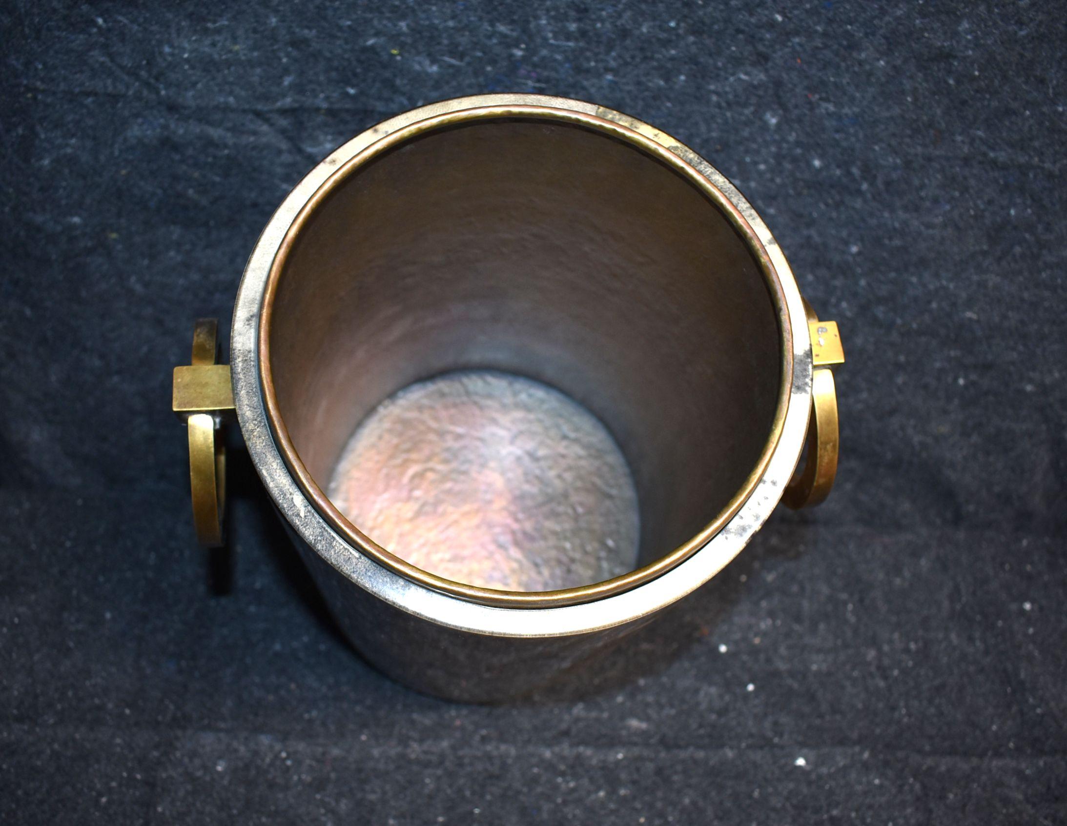 Contemporary Parchment Waste Basket with Brass Rings