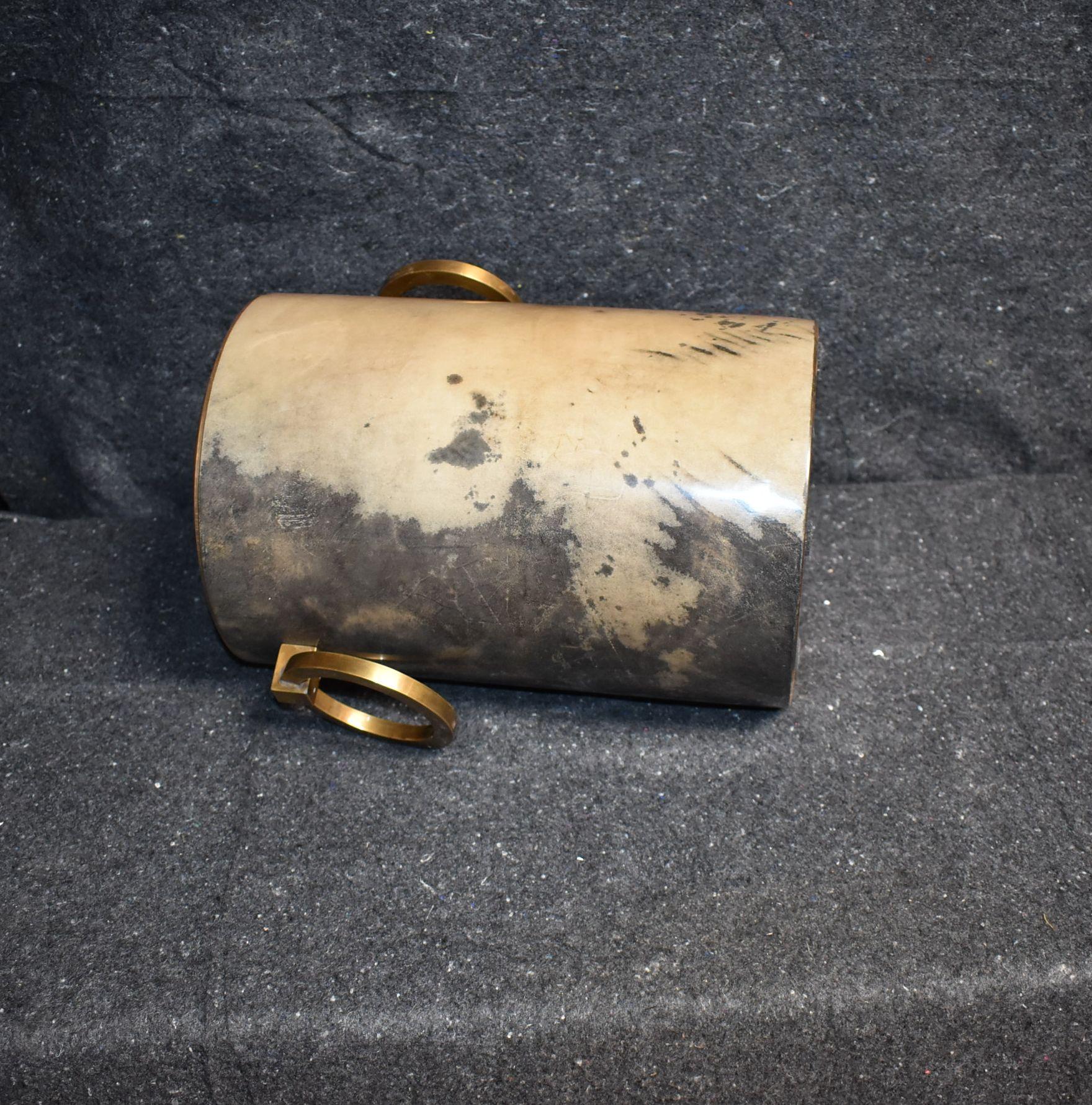 Parchment Waste Basket with Brass Rings 1