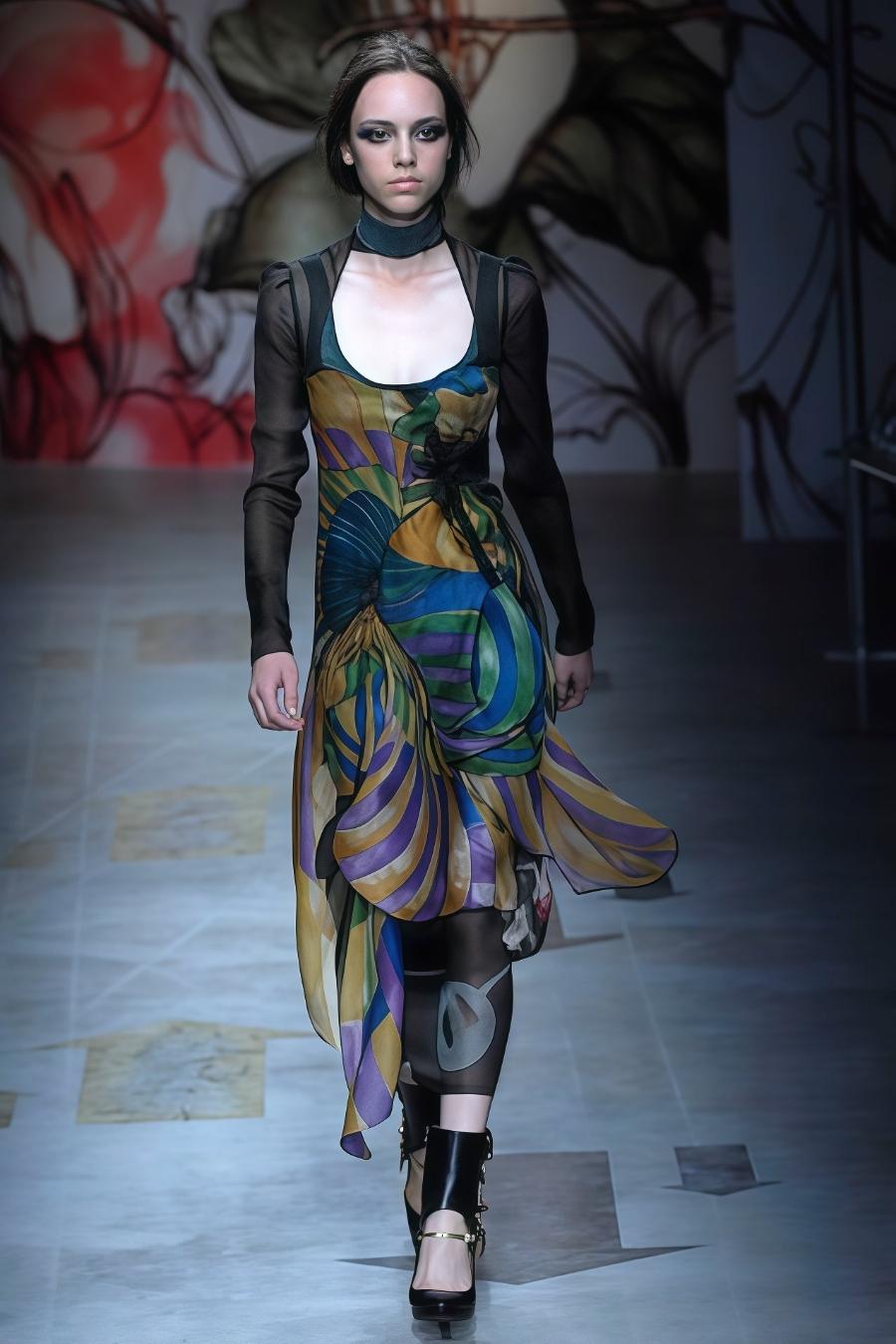 Für die Frühjahr/Sommer-Kollektion 2008 von Prada kollaborierte Miuccia Prada mit dem taiwanesisch-amerikanischen Künstler James Jean, um eine skurrile, vom Jugendstil inspirierte Kollektion mit märchenhaften Prints zu entwerfen. Das Ergebnis ist