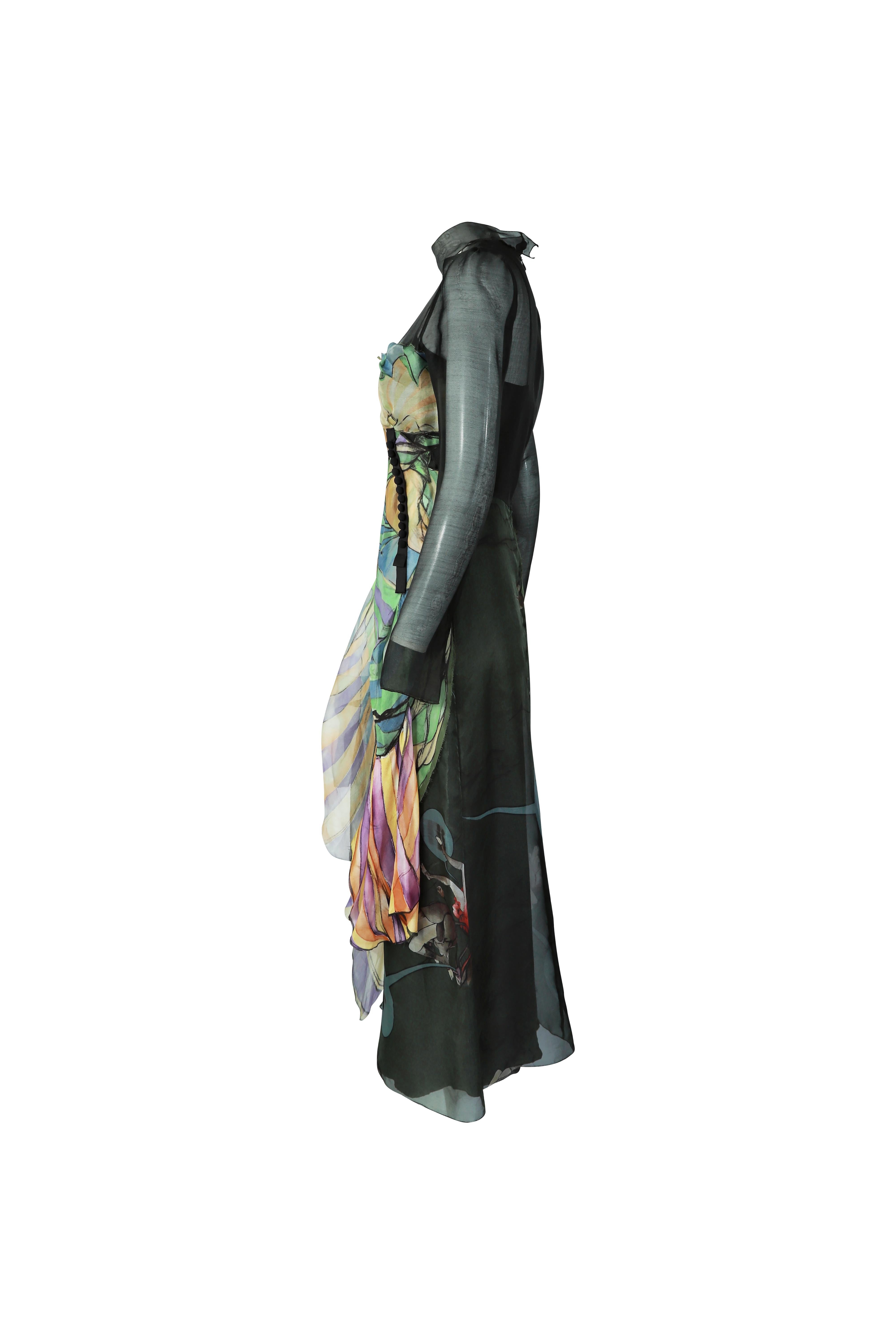 Parda S/s 2008 Green Fairy Collection'S Chiffonkleid im Zustand „Hervorragend“ im Angebot in 上海市, CN