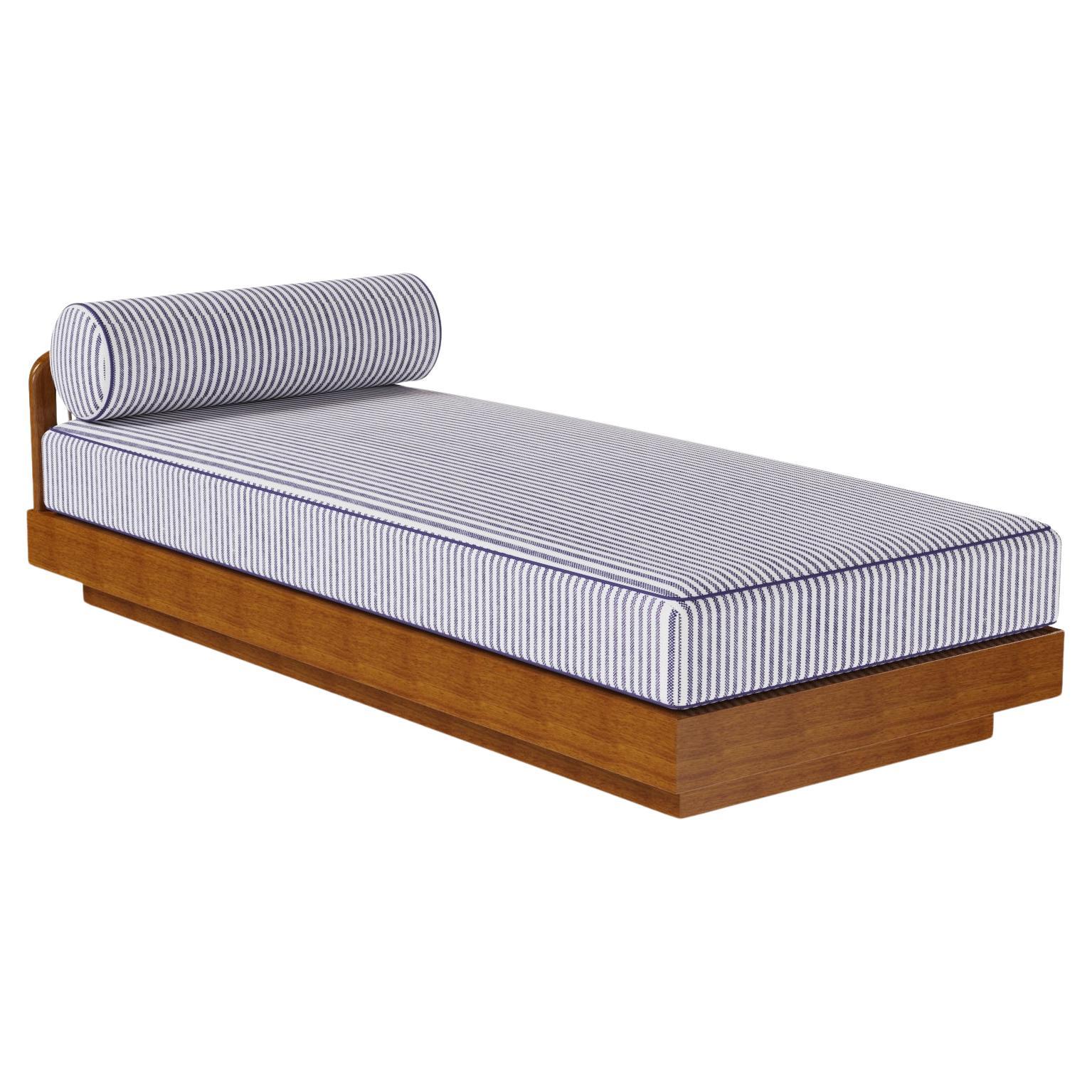 Pardigon Outdoor Sun Bed in Iroko Wood with Woven Cord Backrest