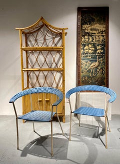 Pareja De Butacas De Jardín De Hierro Y Ratan