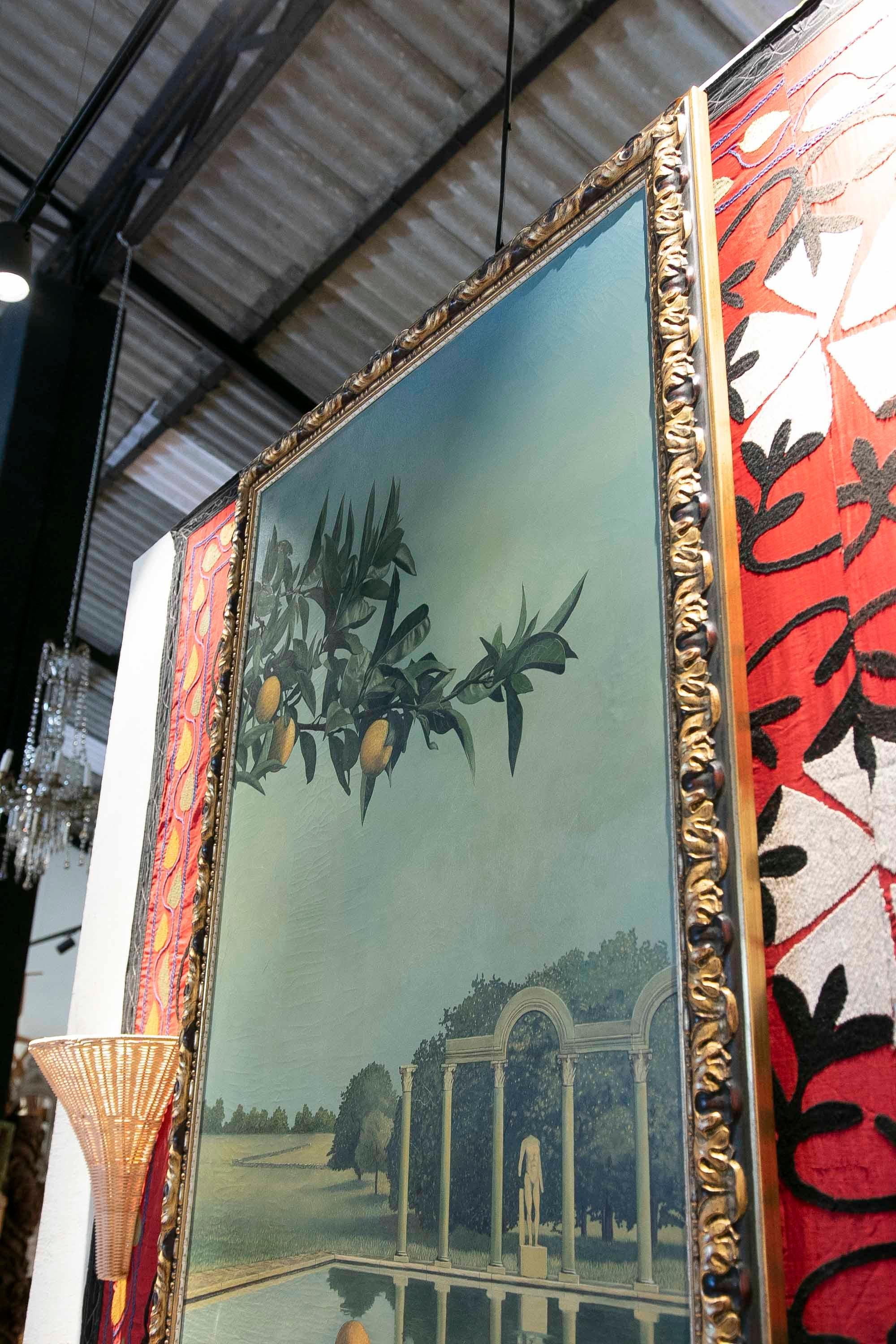Pareja de cuadros decorativos pintados en lienzo de escena de villa griega For Sale 7