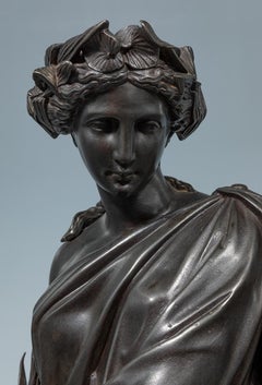 Pareja de esculturas francesas en calamina, siglo XIX