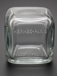 Hermes Paris 1950 frascos vintage de Eau D' Hermes de cristal con tapa redonda