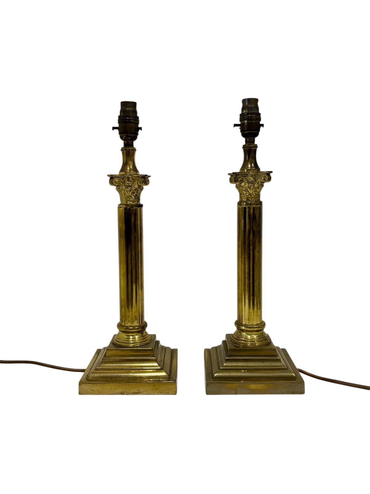 Brass Pareja de lámparas inglesas For Sale