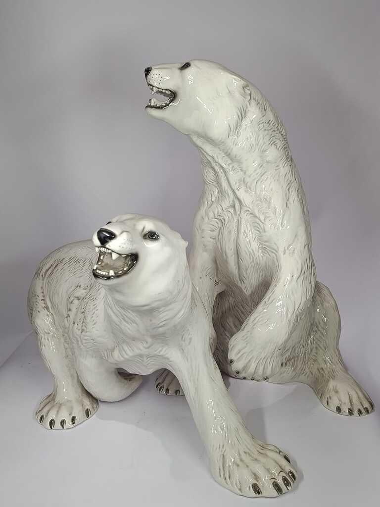 Pareja de osos polares de cerámica italiana de Giuseppe Ronzan (Keramik) im Angebot