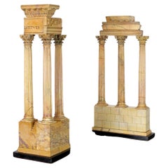 Pareja de ruinas "Grand Tour" en mármol Giallo Antico - 19th century
