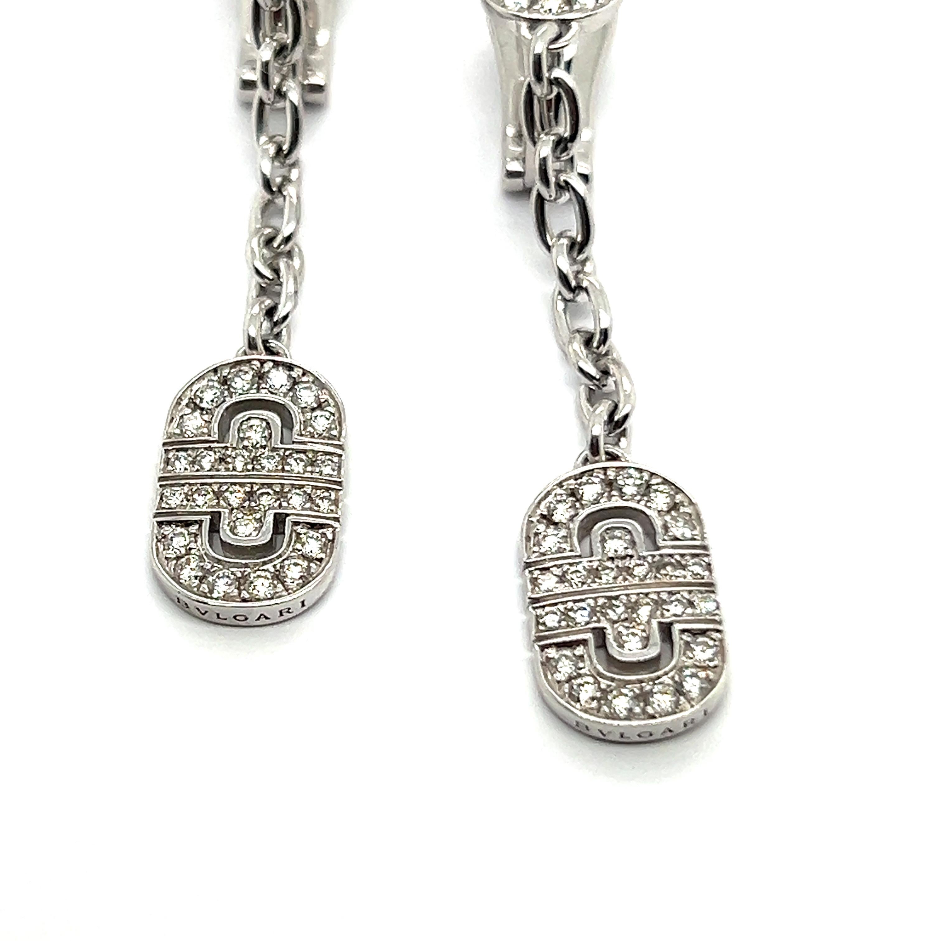 Parentesi Dangle Earrings with Diamonds in 18 Karat White Gold by Bvlgari For Sale 4