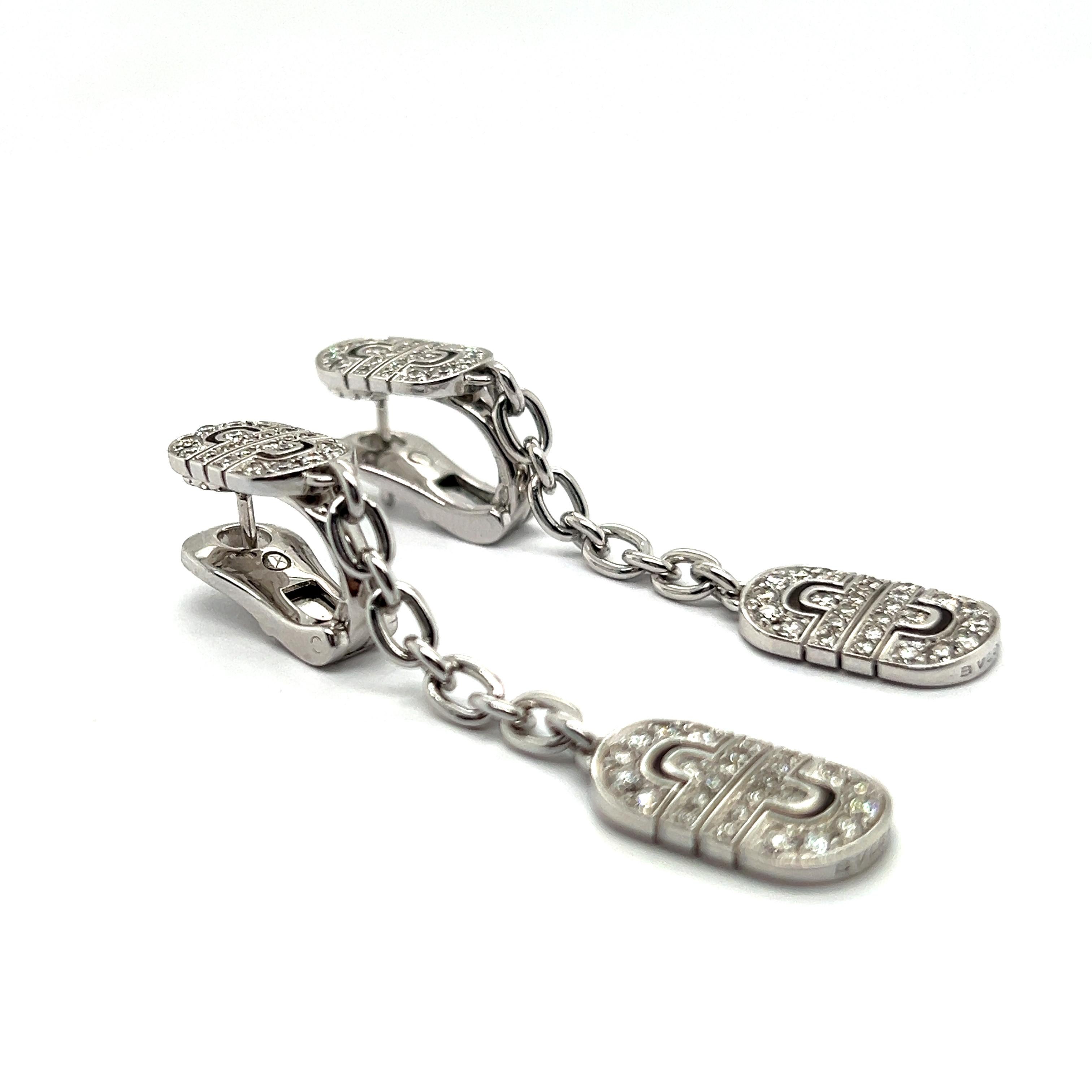 Parentesi Dangle Earrings with Diamonds in 18 Karat White Gold by Bvlgari For Sale 6