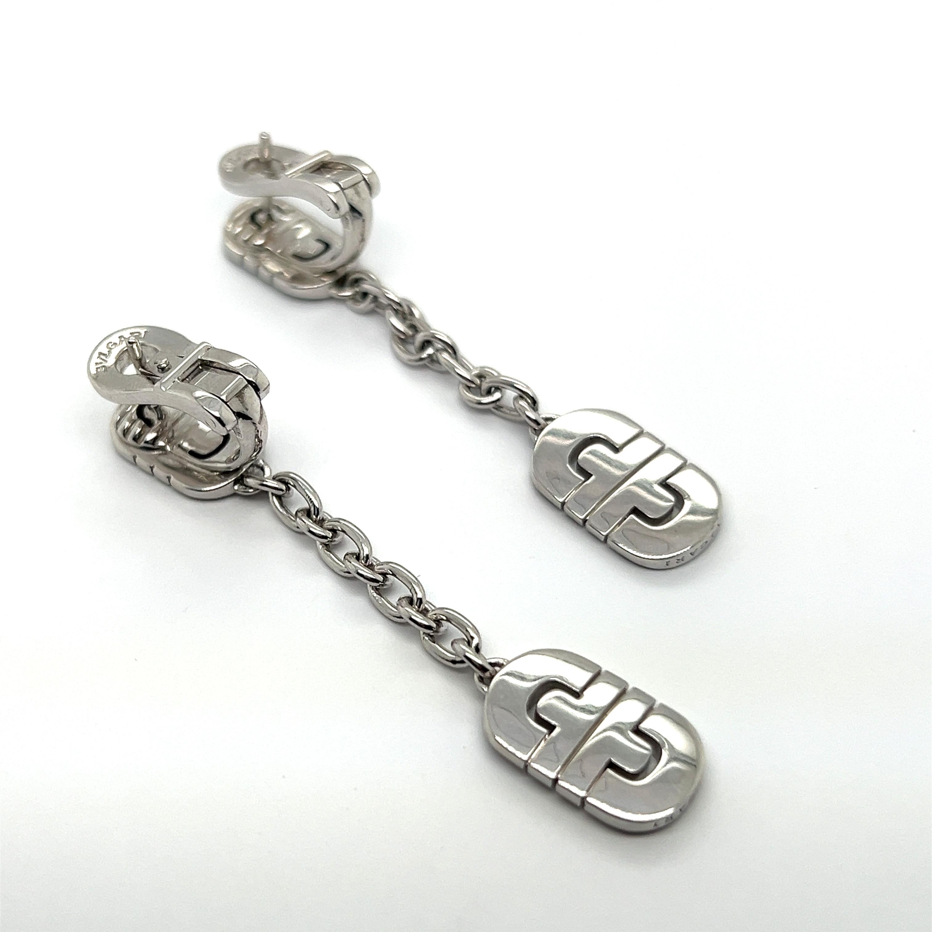 Parentesi Dangle Earrings with Diamonds in 18 Karat White Gold by Bvlgari For Sale 7