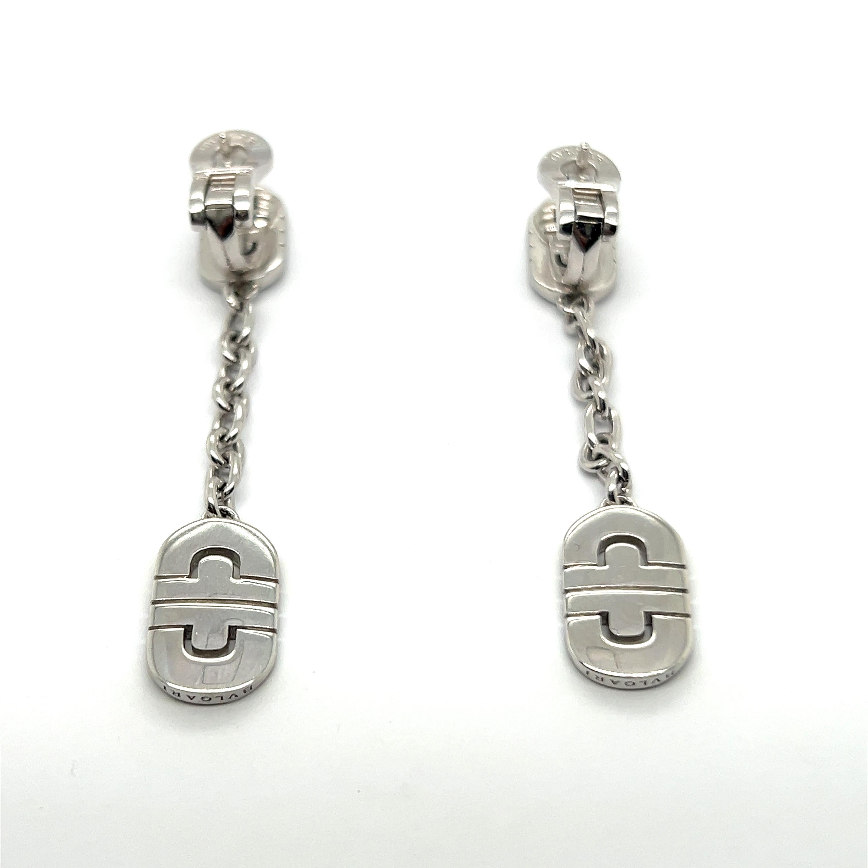 Parentesi Dangle Earrings with Diamonds in 18 Karat White Gold by Bvlgari For Sale 8