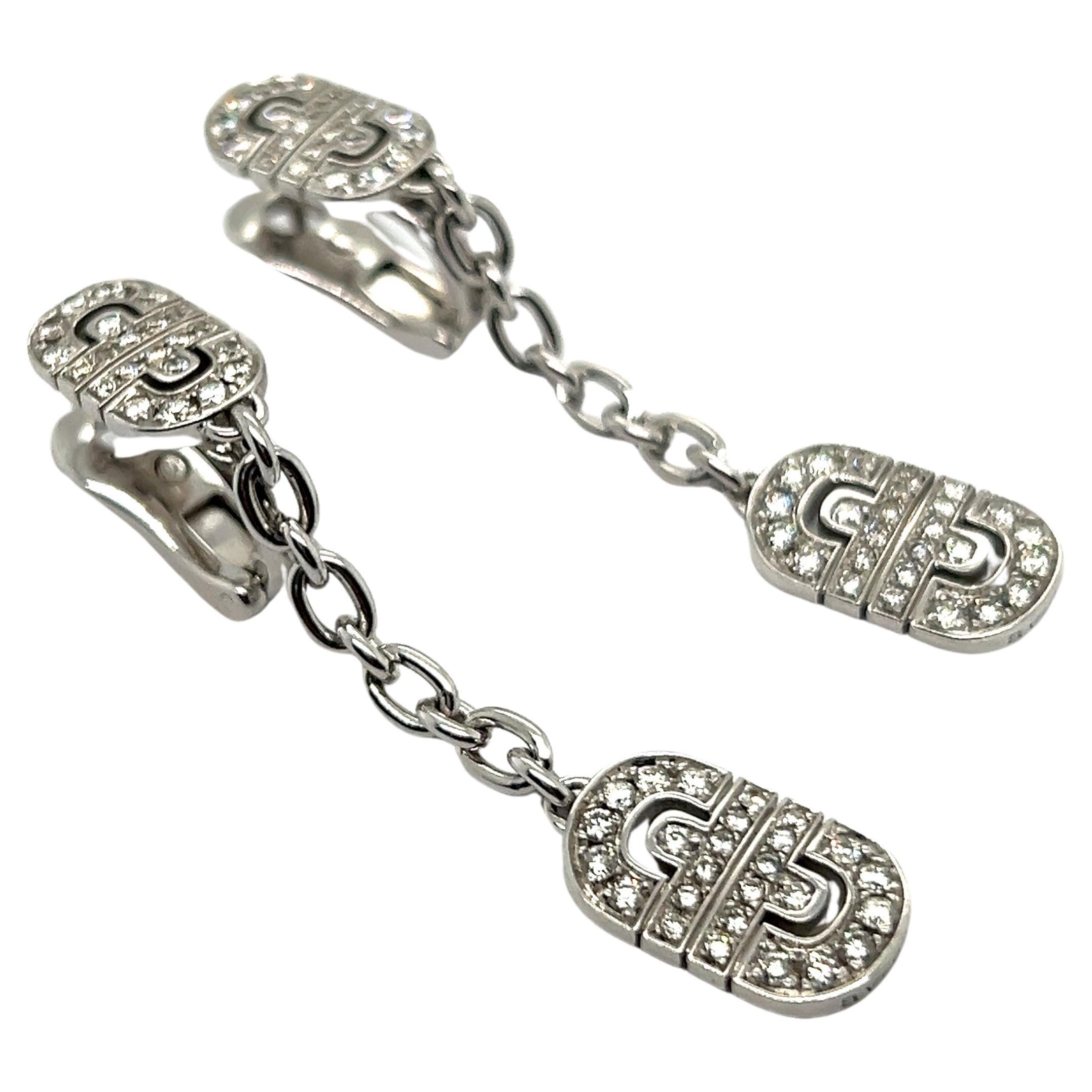 Parentesi Dangle Earrings with Diamonds in 18 Karat White Gold by Bvlgari For Sale
