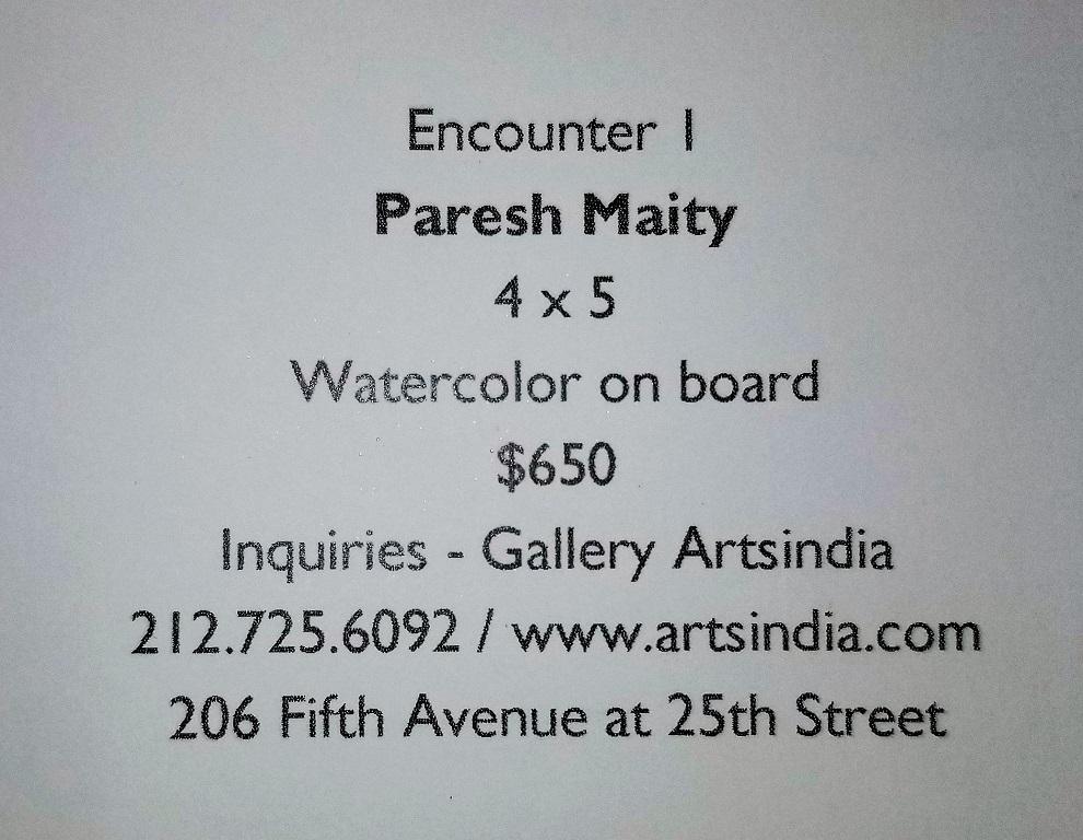 Paresh Maity Watercolor on Board, Encounter I For Sale 6