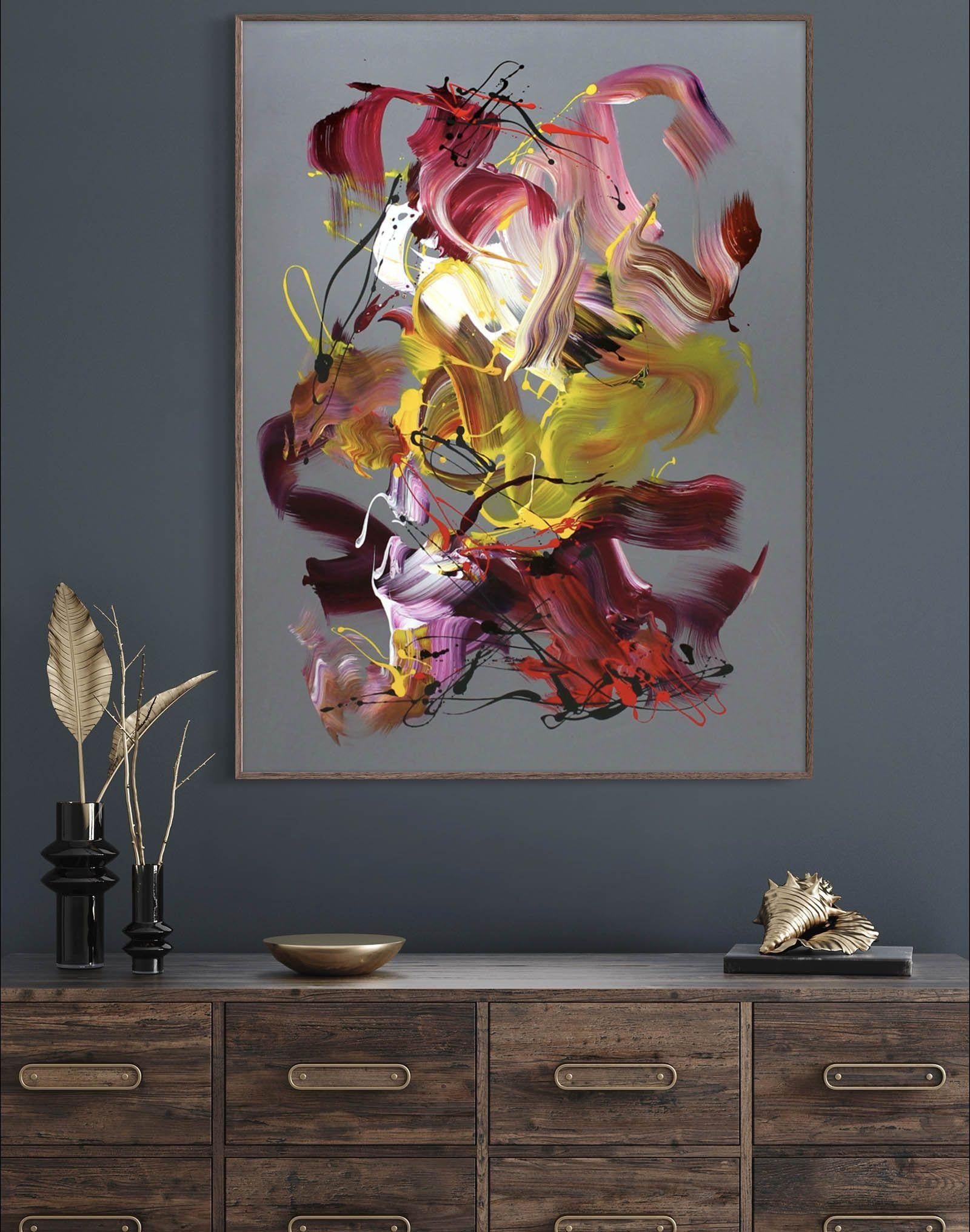 Flow intérieur, peinture, acrylique sur toile - Expressionnisme abstrait Painting par Paresh Nrshinga