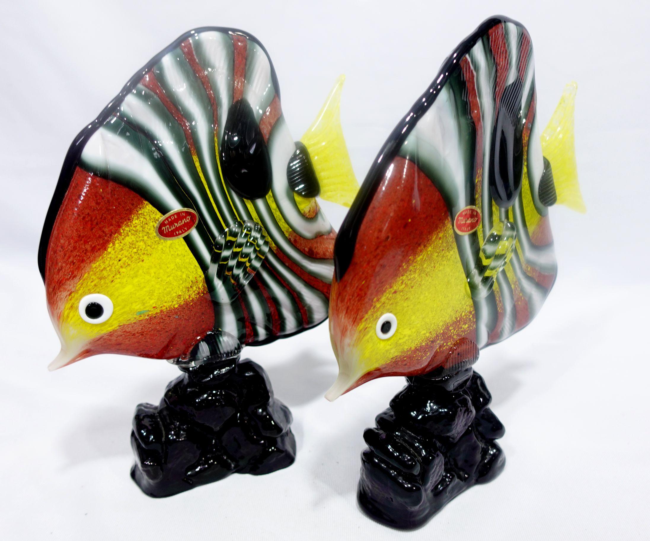 Pari of Tropical Fishes Murano Style Art Glass RT#01/02 For Sale 1