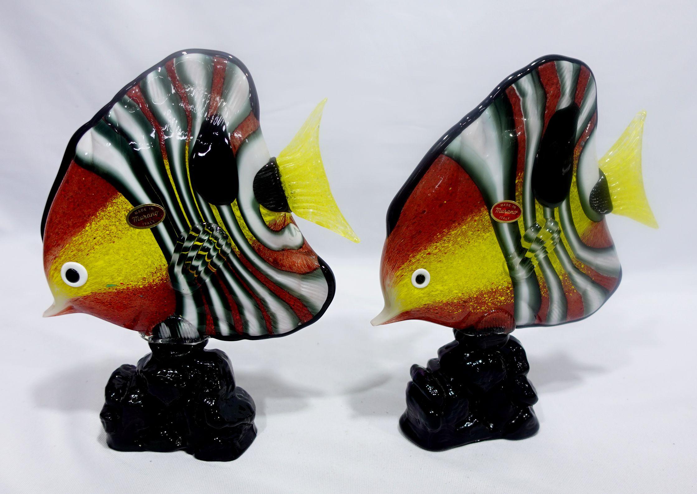 Pari of Tropical Fishes Murano Style Art Glass RT#01/02 For Sale 2