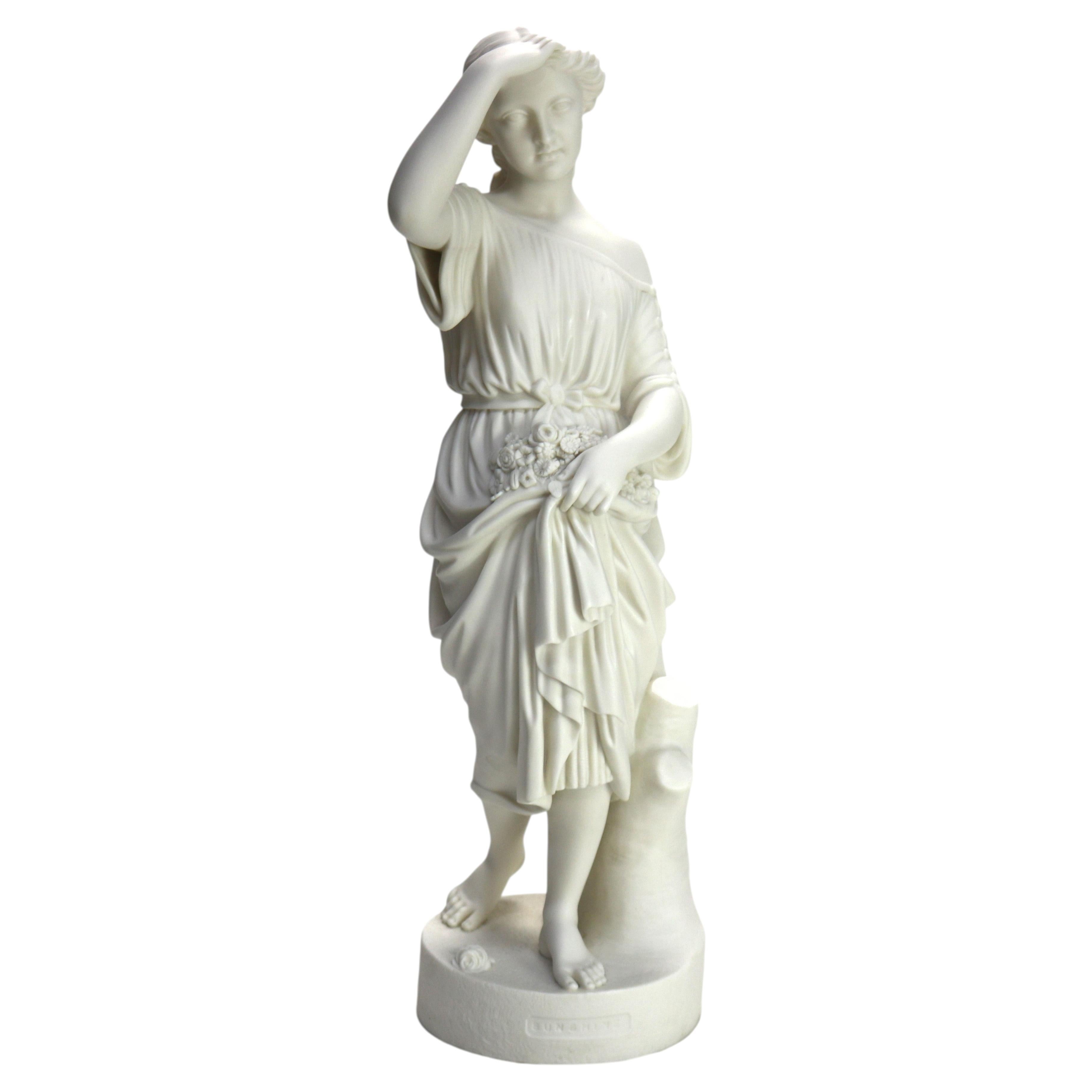 Scultura allegorica in biscuit di Paros “Sunshine”, firmata da Wm. Brodie C1858