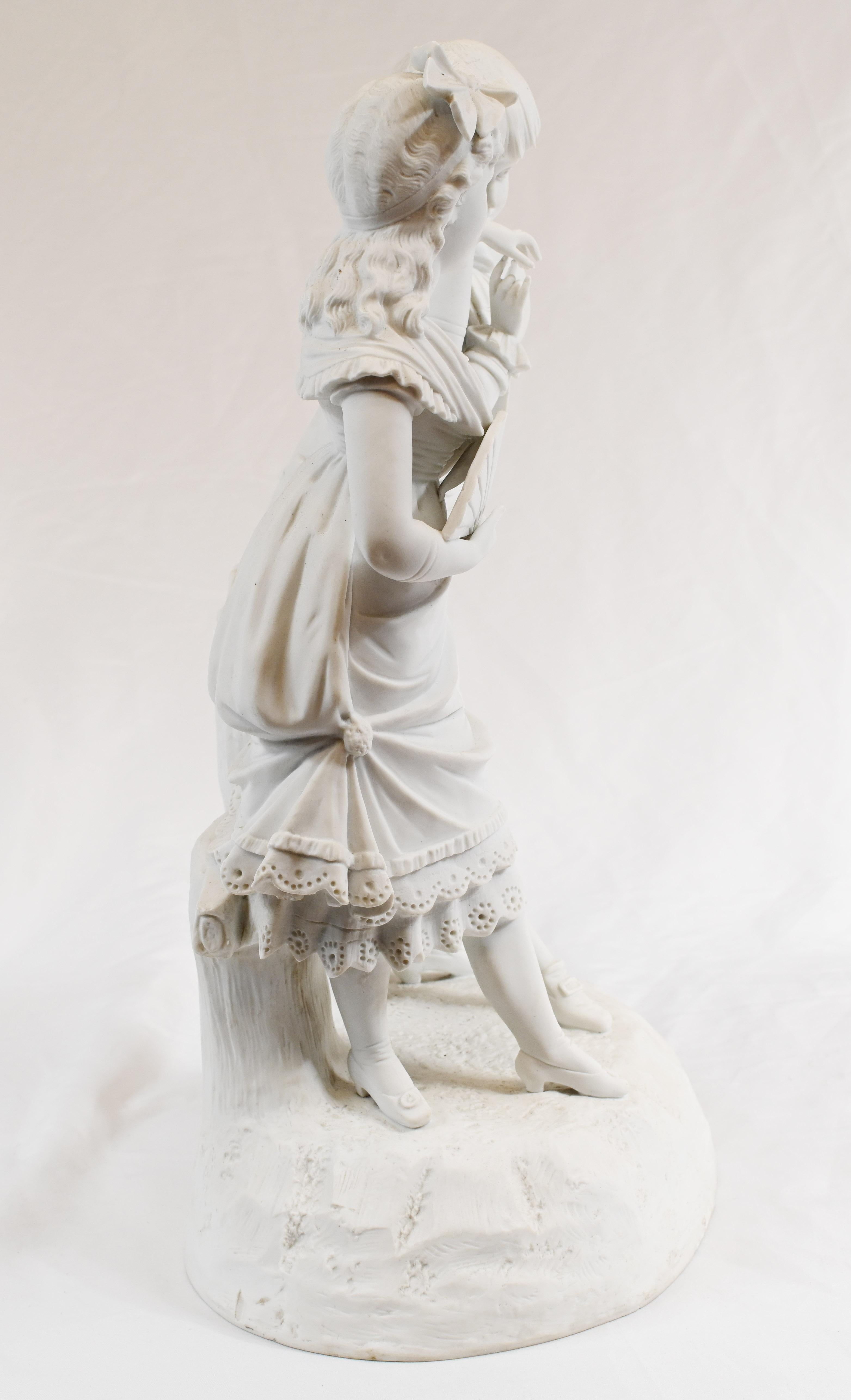 Parian Biscuit Ware Statue Lovers French Parian Antique For Sale 6