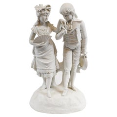 Parian Biscuit Ware Statue Lovers French Parian Antique