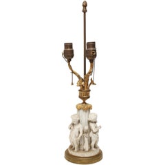 Parian Bisque Porcelain Cherub Table Lamp