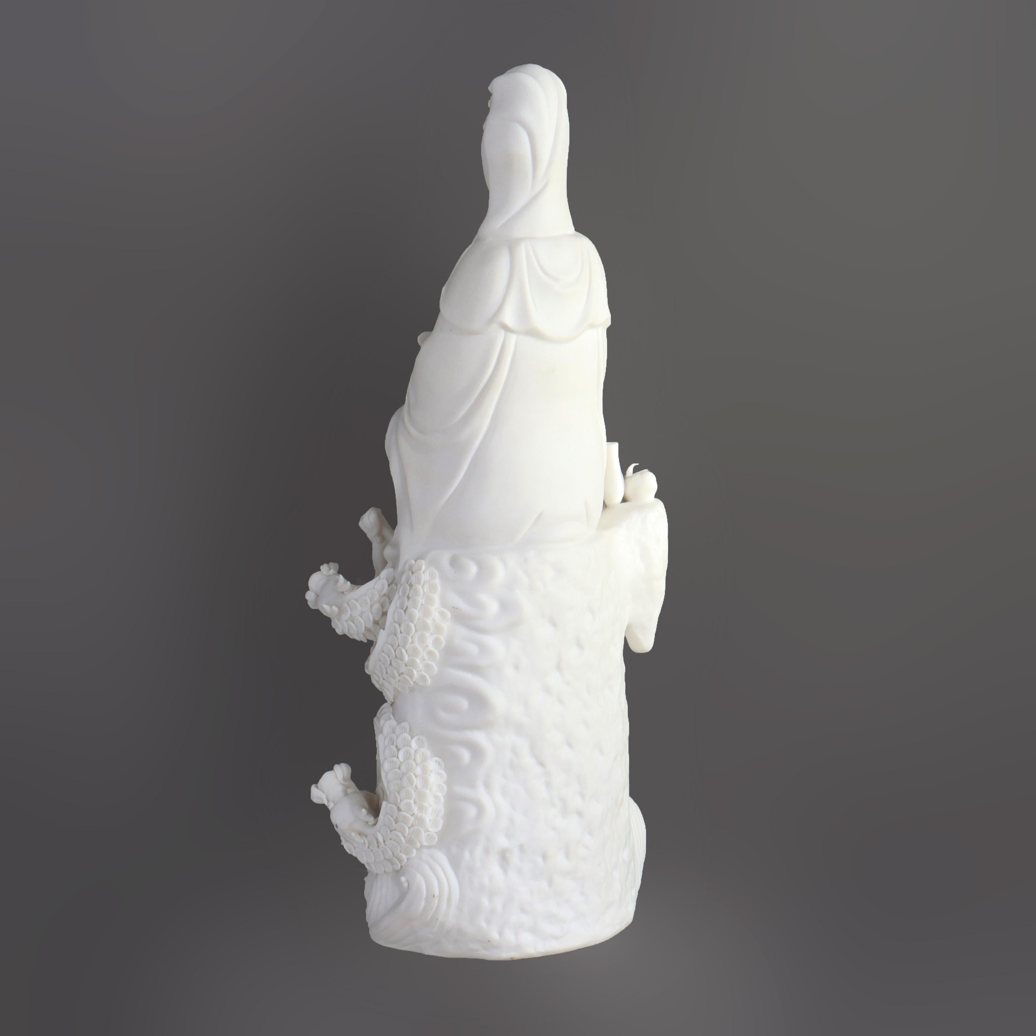 Parian Biskuitporzellan Kwan Yin Figur mit Drachen 20.Jh. im Angebot 2