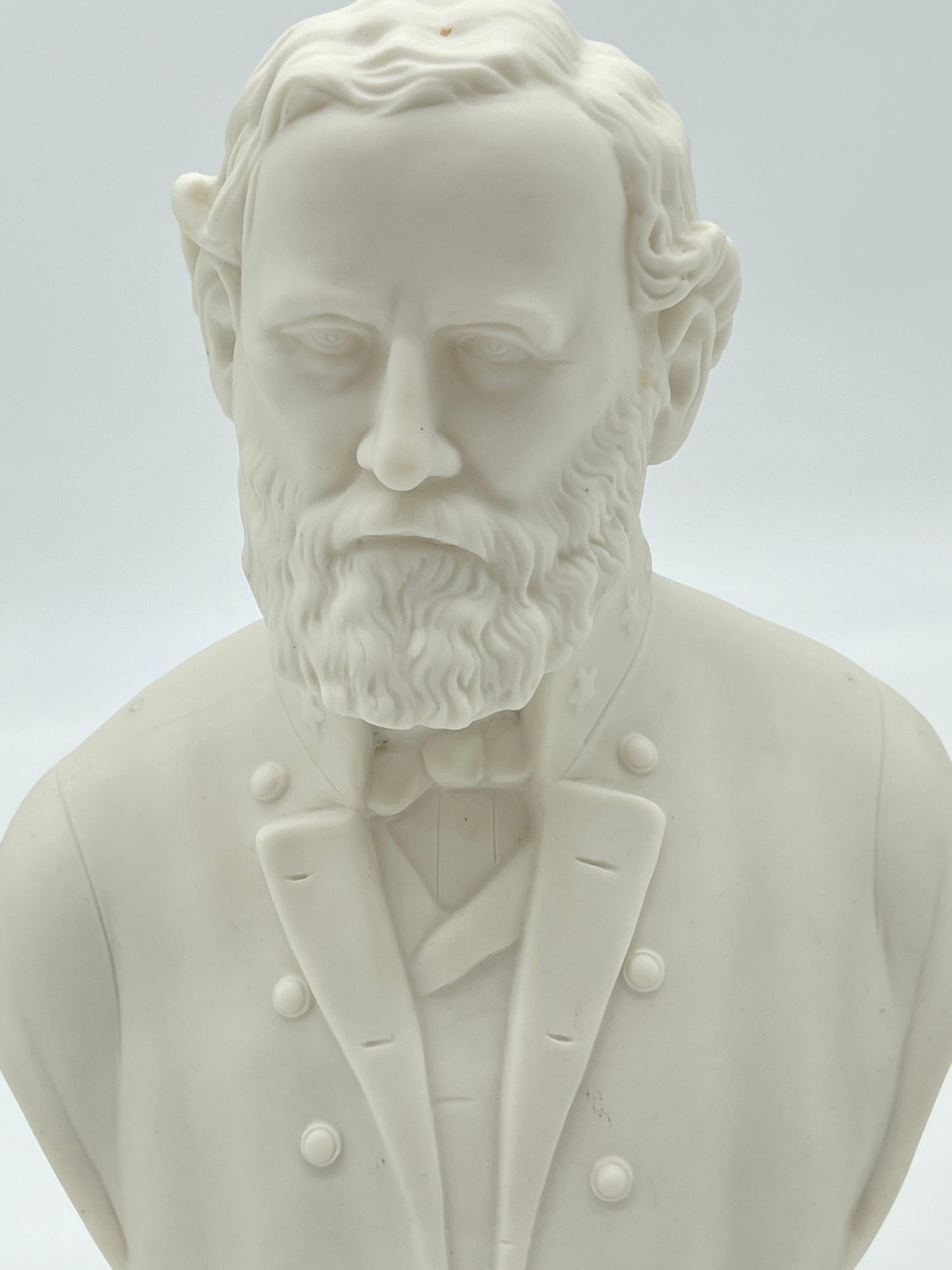 Parian Bust of Confederate General Robert E. Lee on Carved Neoclassical Base 3