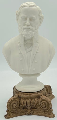 Parian Bust of Confederate General Robert E. Lee on Carved Neoclassical Base