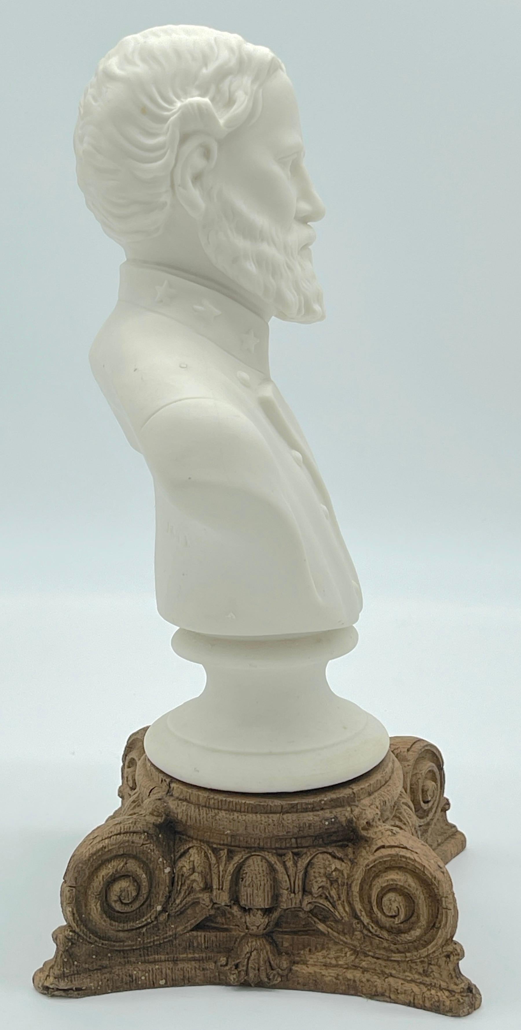 English Parian Bust of Confederate General Robert E. Lee on Carved Neoclassical Base
