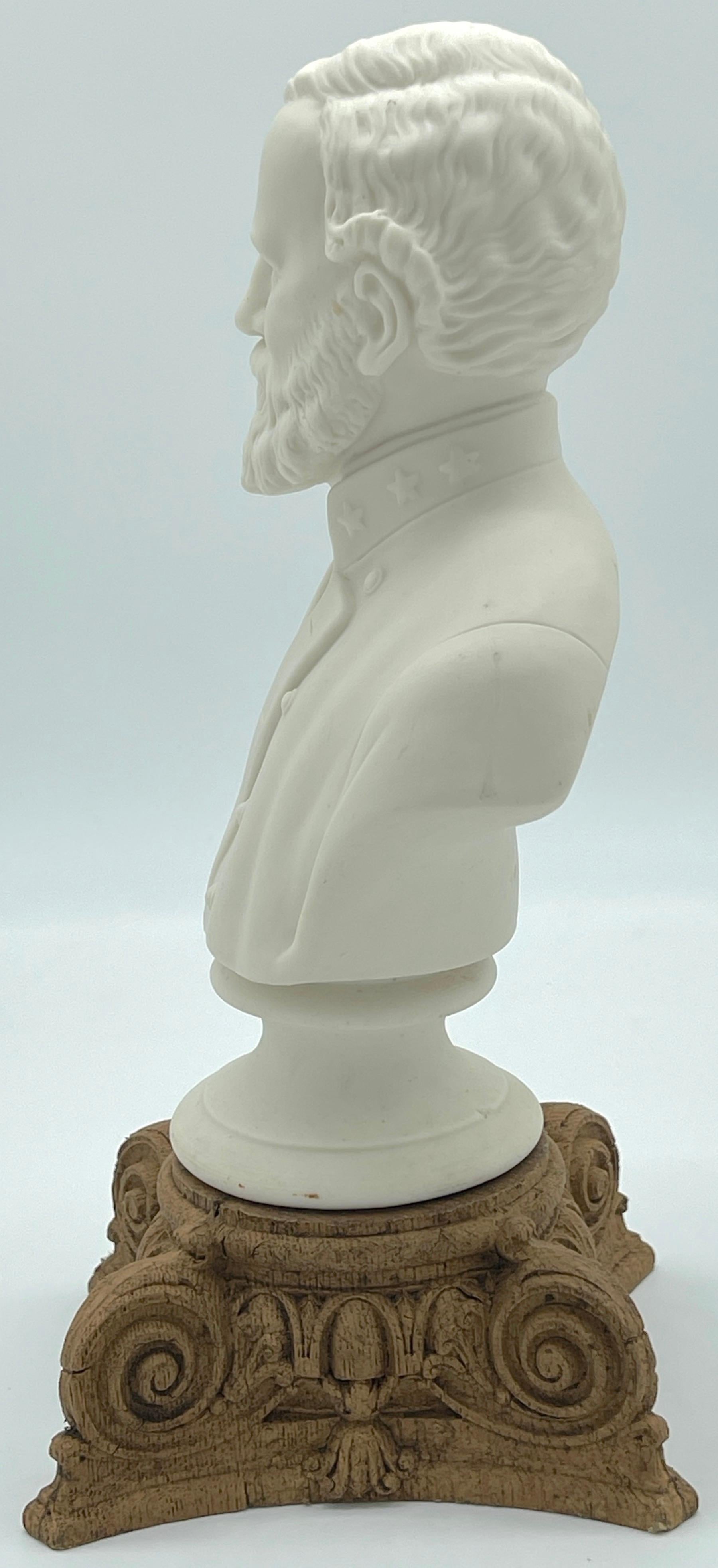 19th Century Parian Bust of Confederate General Robert E. Lee on Carved Neoclassical Base