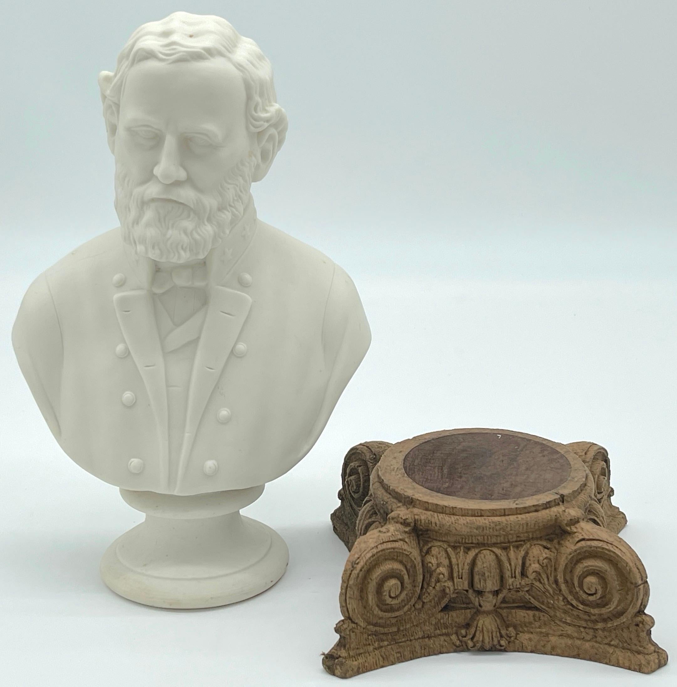 Porcelain Parian Bust of Confederate General Robert E. Lee on Carved Neoclassical Base