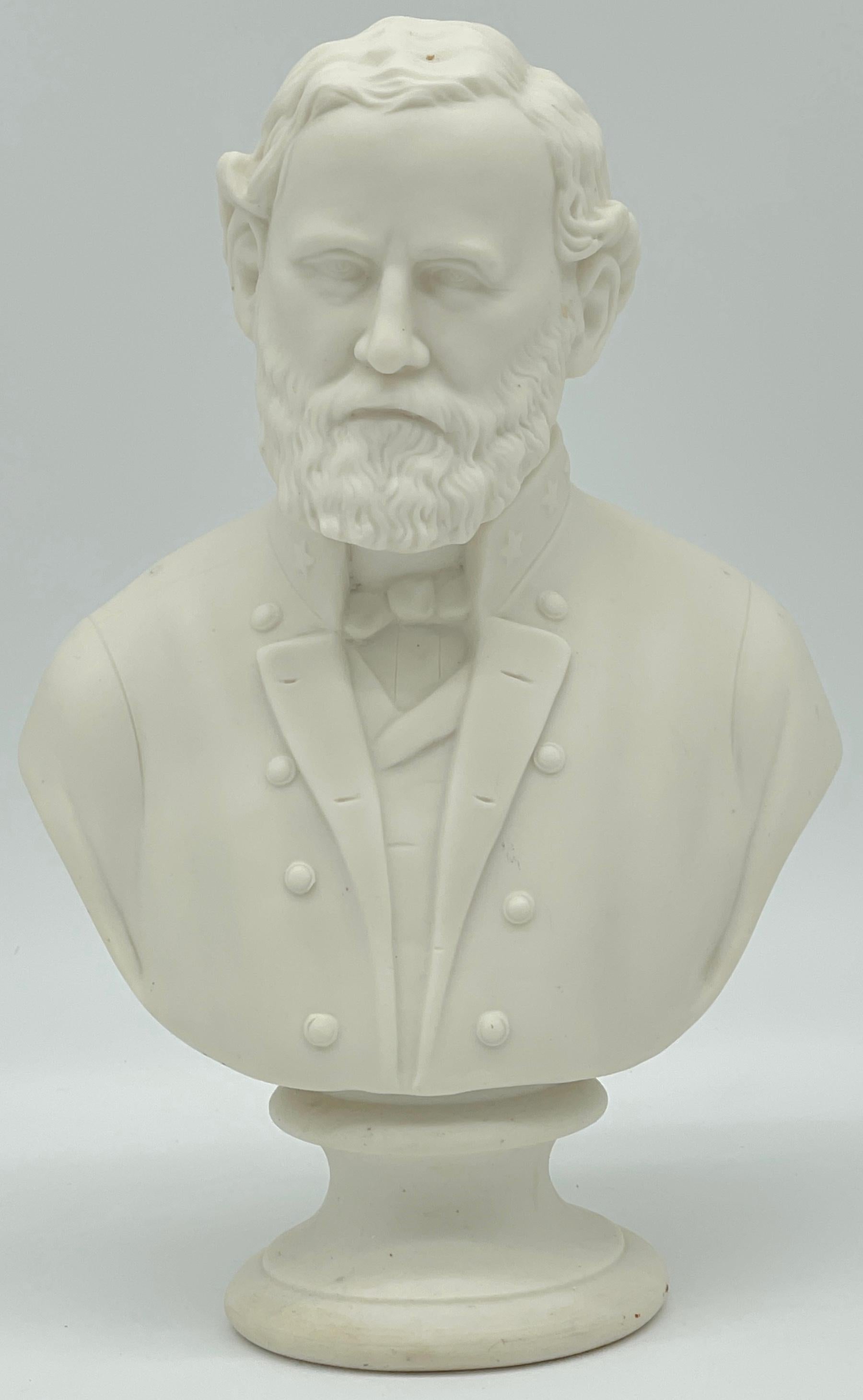 Parian Bust of Confederate General Robert E. Lee on Carved Neoclassical Base 1