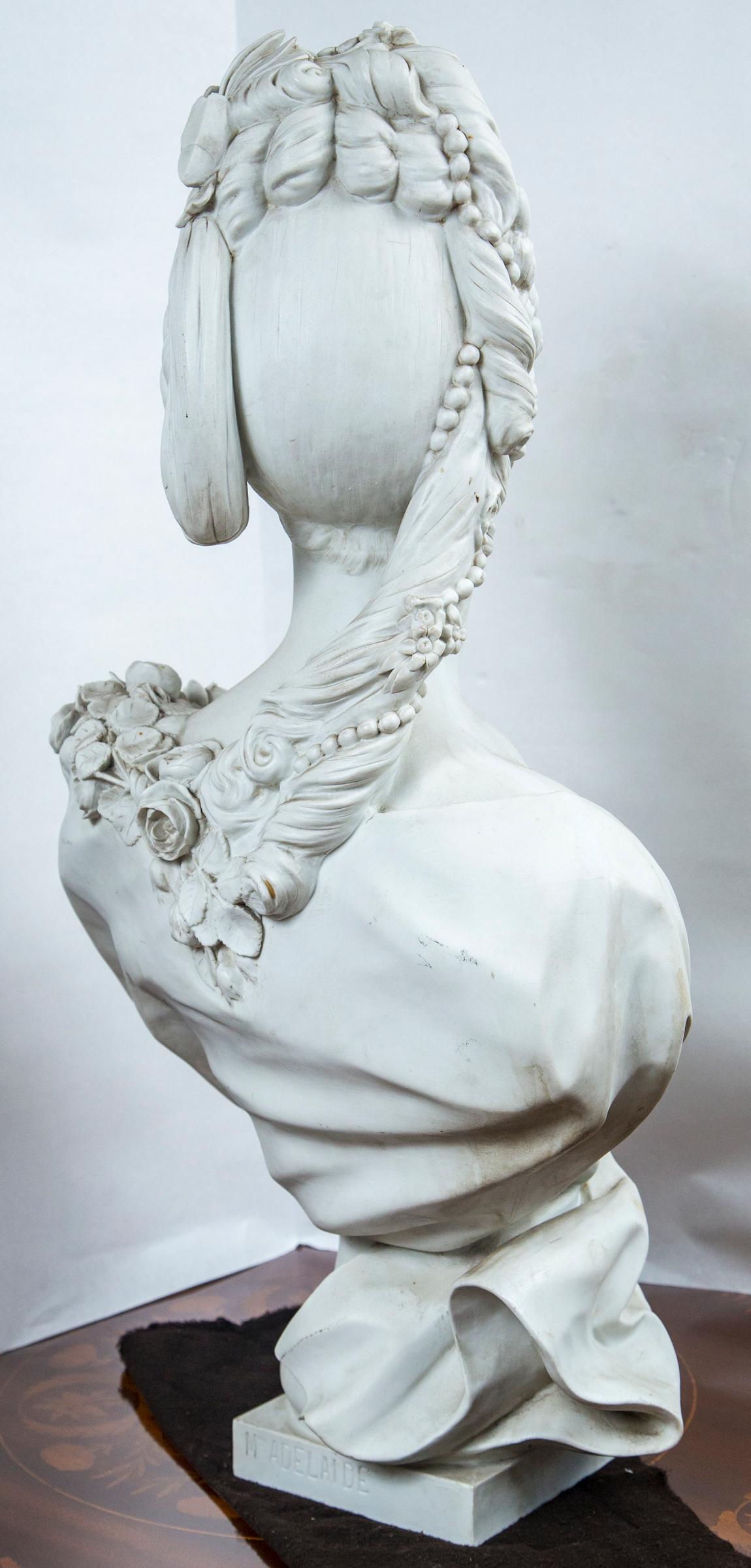 Parian Bust of Mme, Adelaide In Fair Condition For Sale In Woodbury, CT