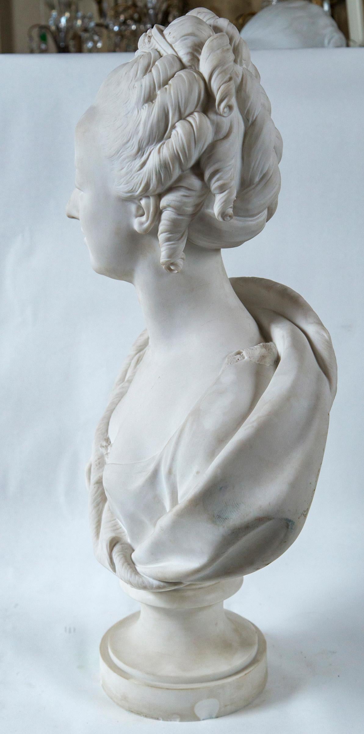 Porcelain Parian Bust of Noble Woman, Signed Pajou For Sale