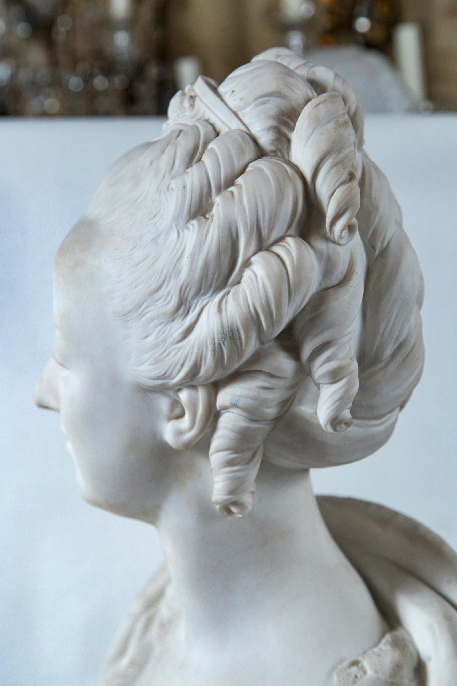 Parian Bust of Noble Woman, Signed Pajou For Sale 1