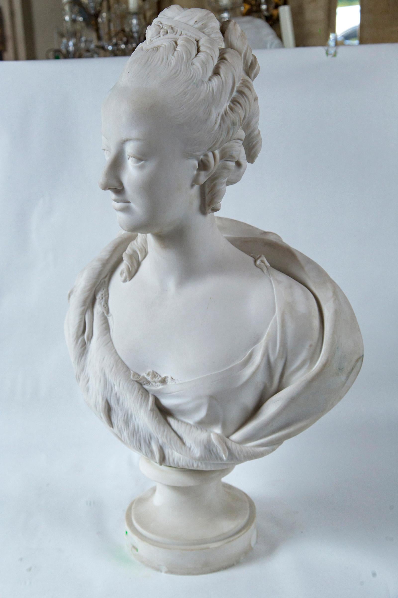 Parian Bust of Noble Woman, Signed Pajou For Sale 2