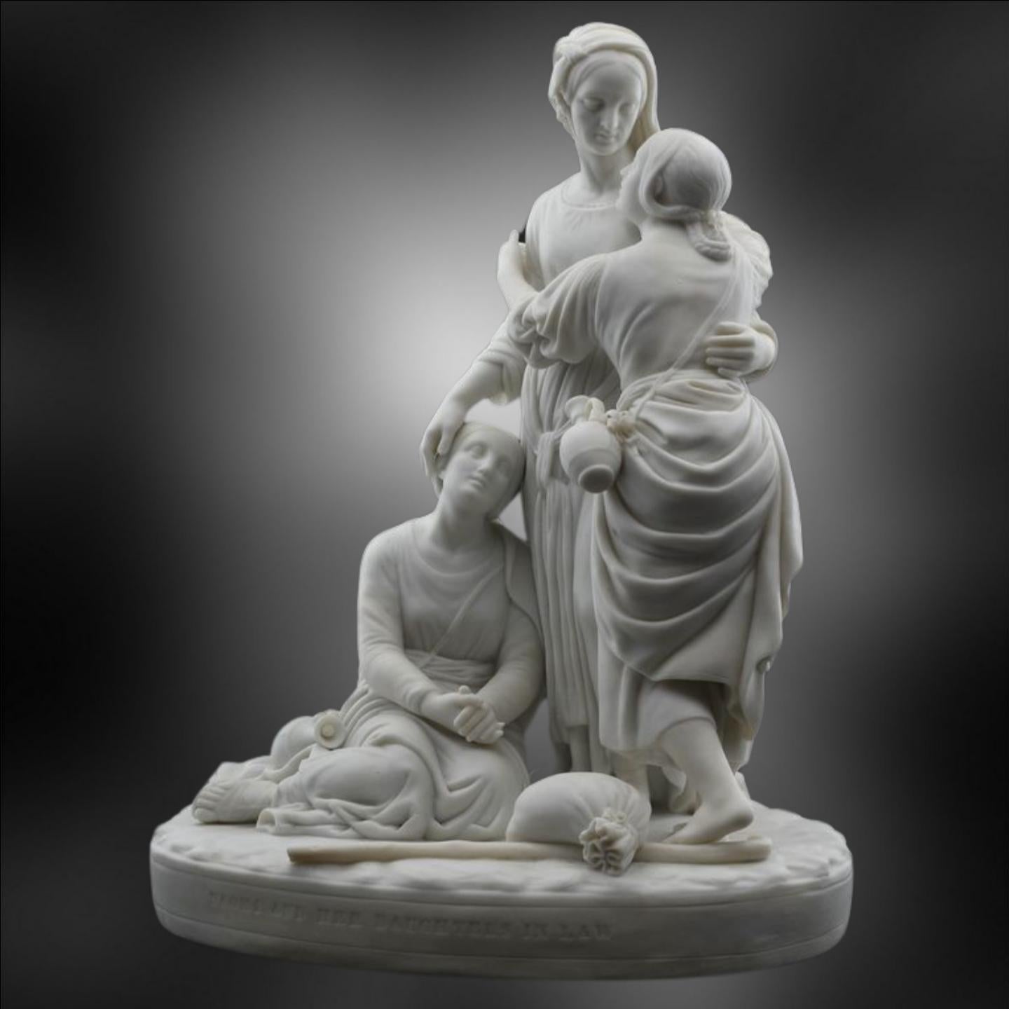 19th Century Parian group: Naomi and her Daughters-in-Law. Minton C1880 For Sale