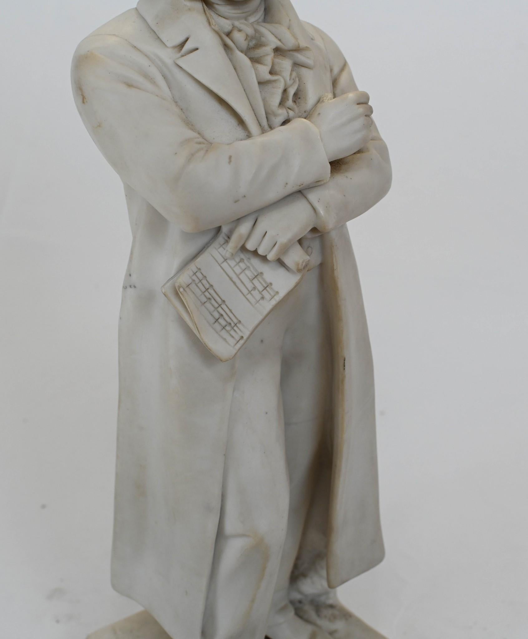 Pietra Statua di Beethoven in porcellana Parian 1880 Compositore tedesco in vendita