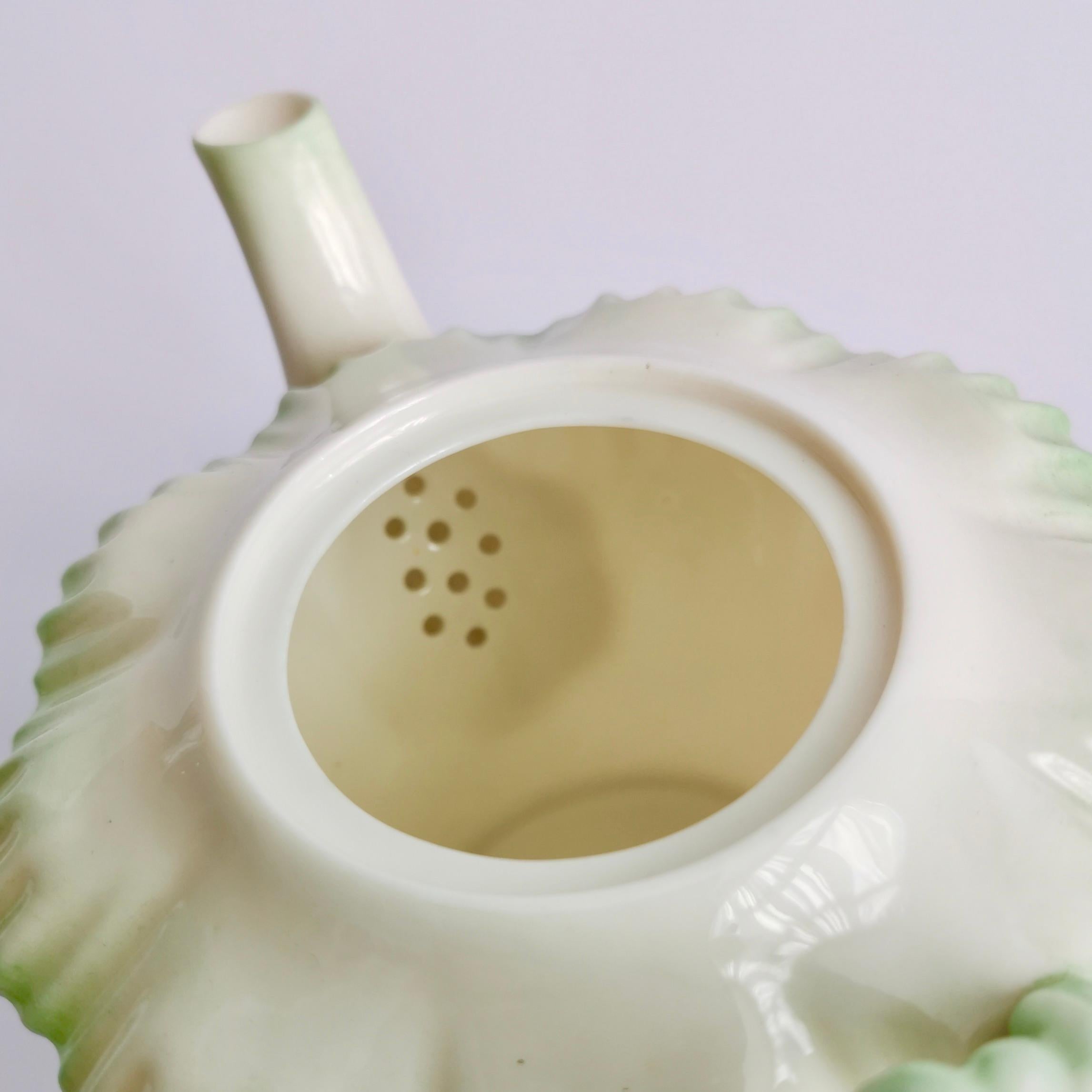 Parian Porcelain Teapot, Belleek Green Hexagon Shape, 2nd BM 1891-1926 3