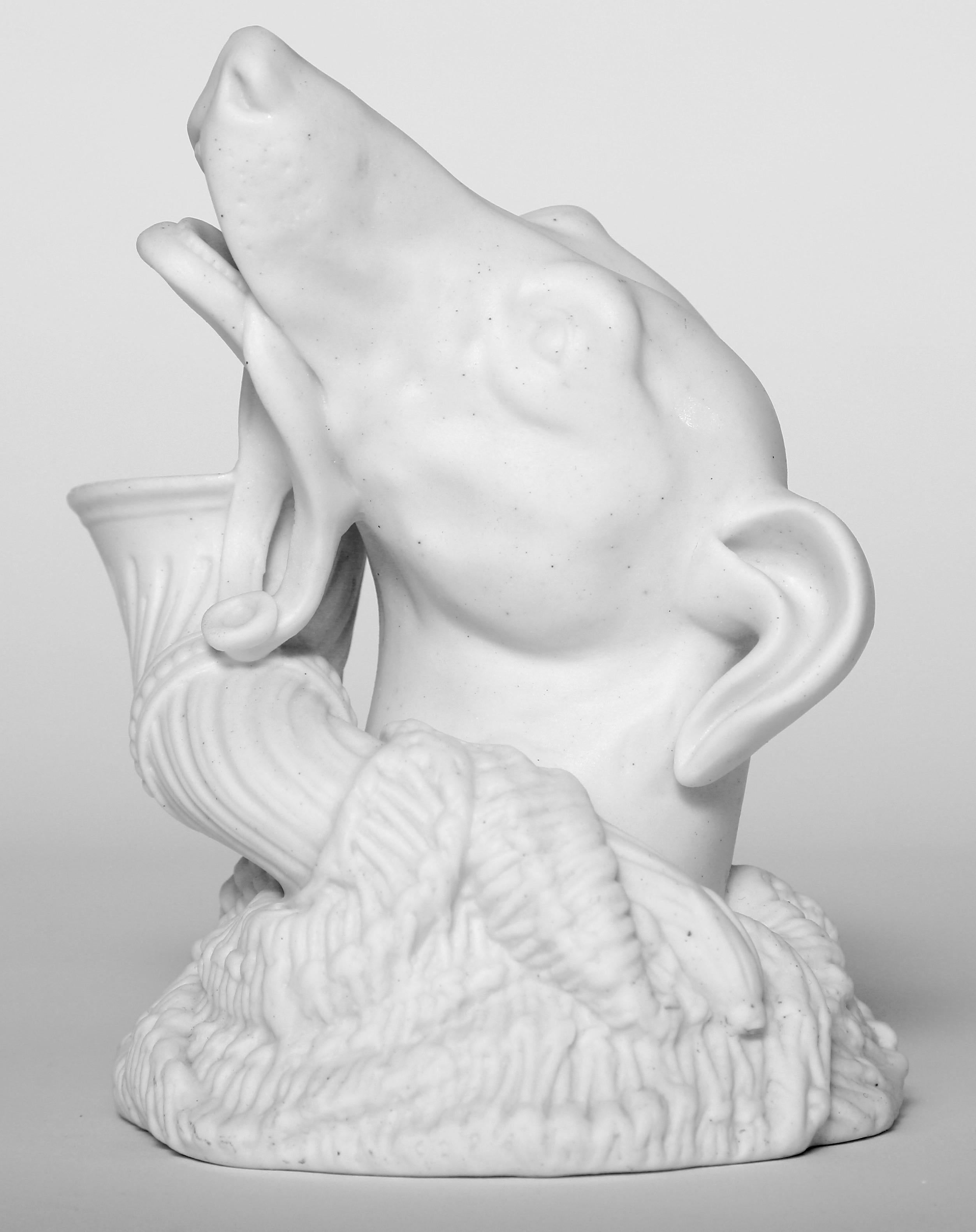 English Parian Vase Greyhound Holding a Powder Horn