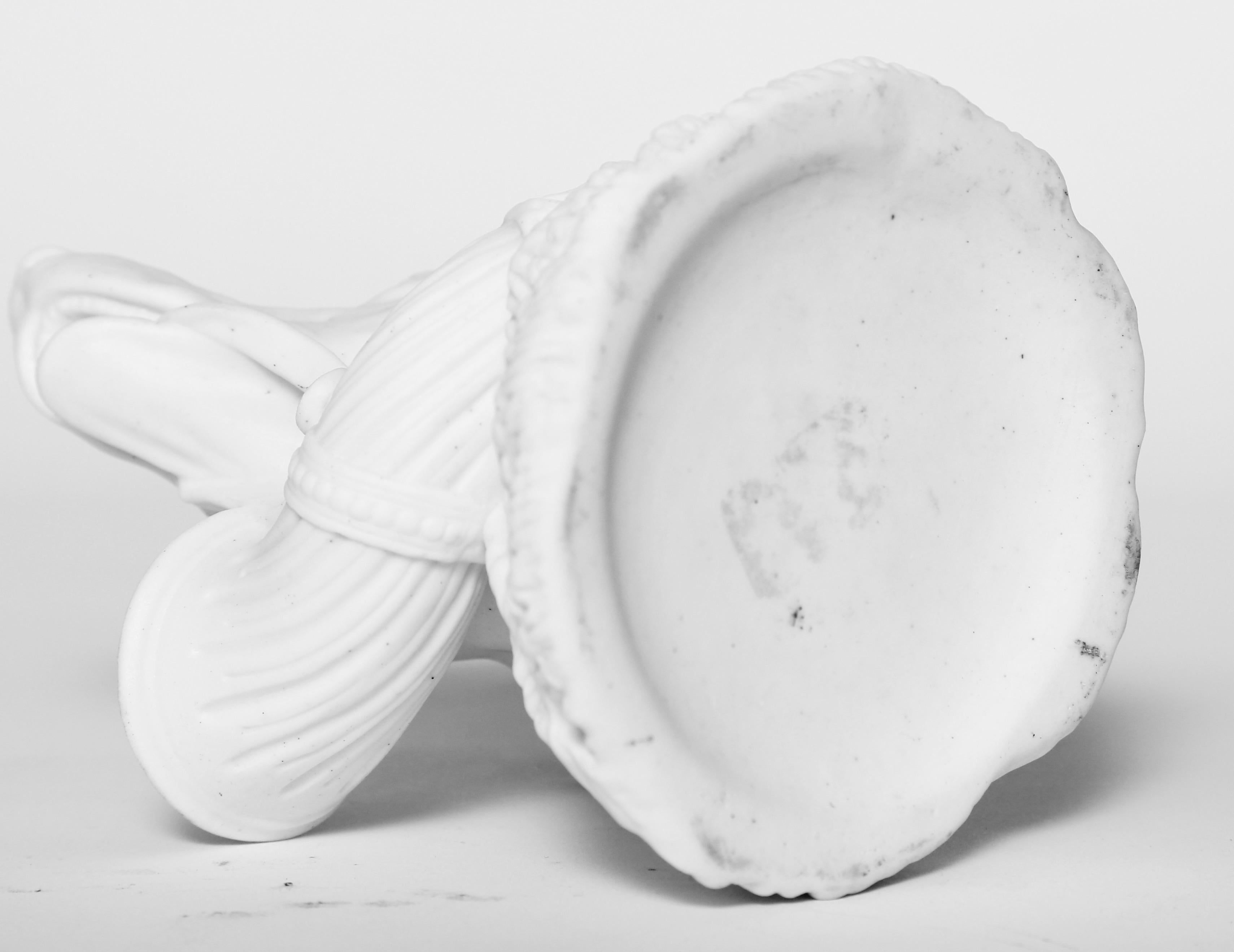 19th Century Parian Vase Greyhound Holding a Powder Horn