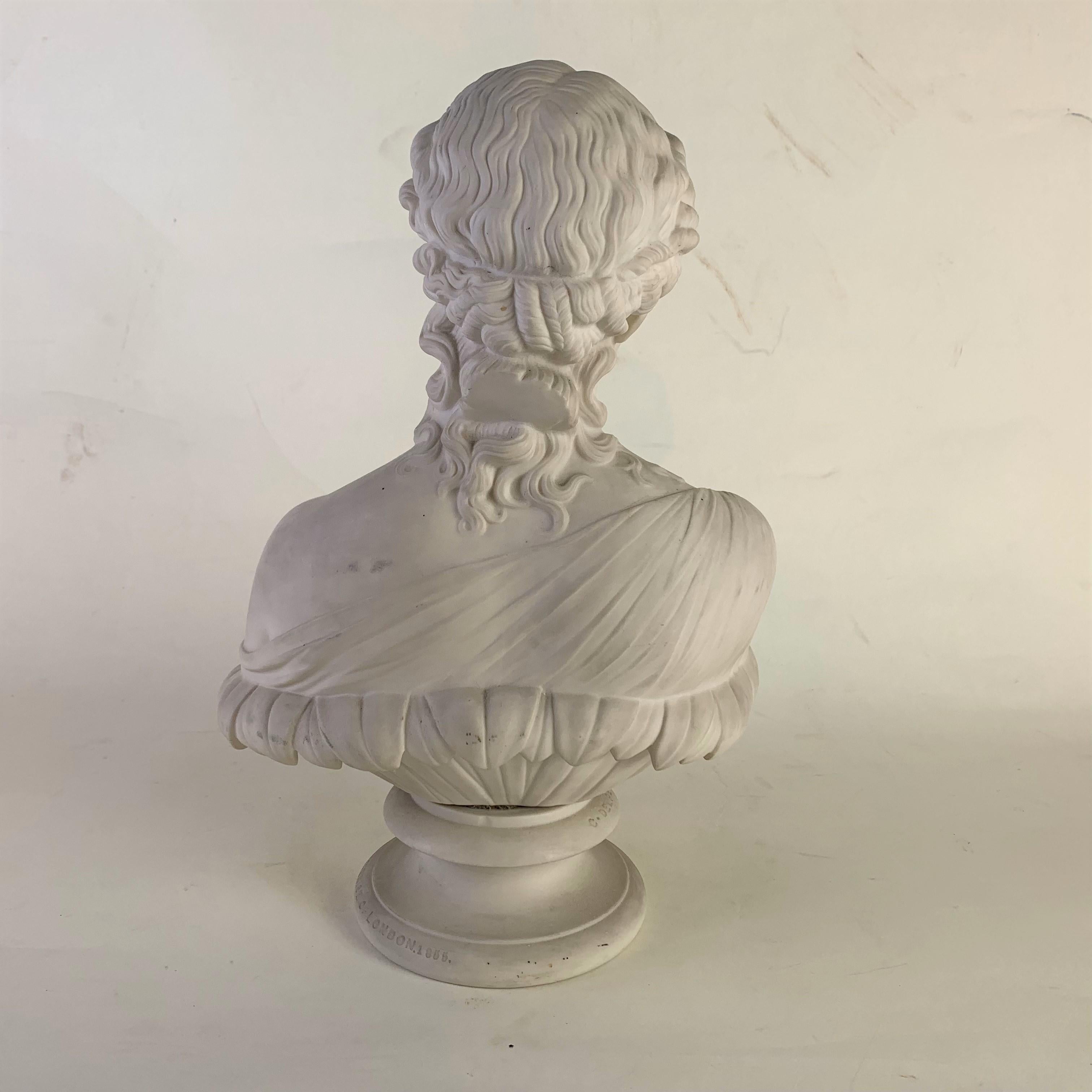 Neoclassical Parian Ware Bust Titled 'Clytie' Sculpted by C. Delpech