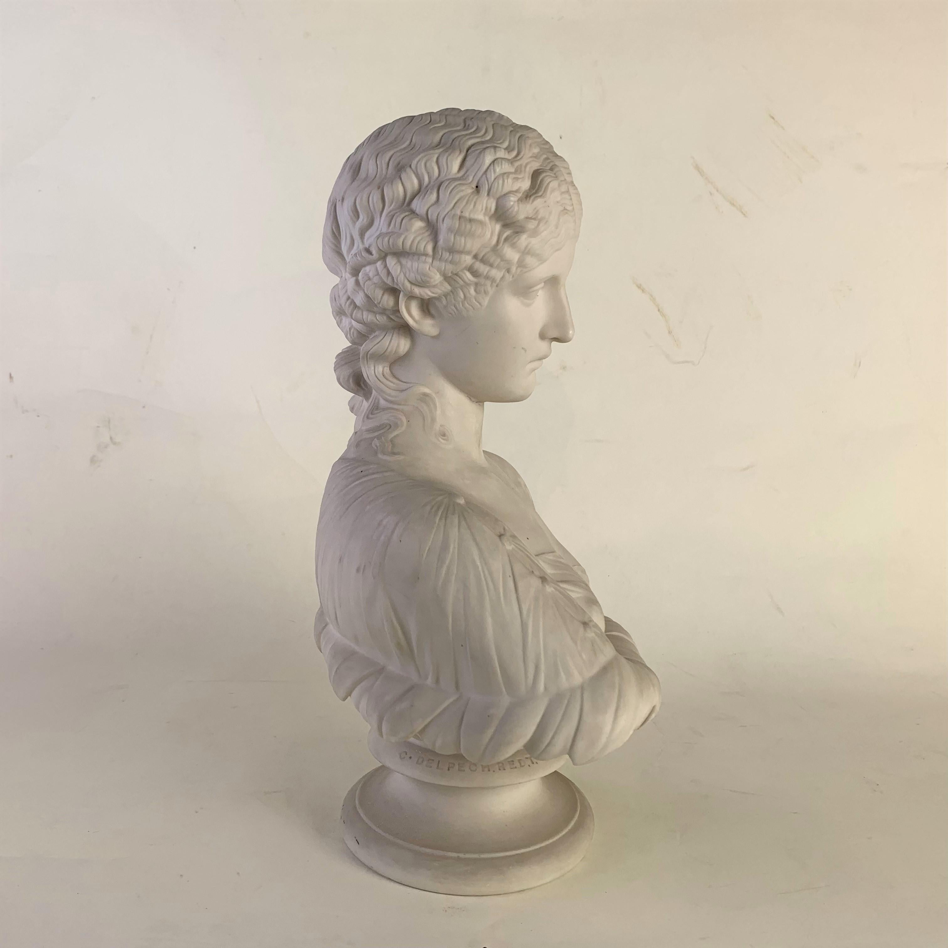 European Parian Ware Bust Titled 'Clytie' Sculpted by C. Delpech