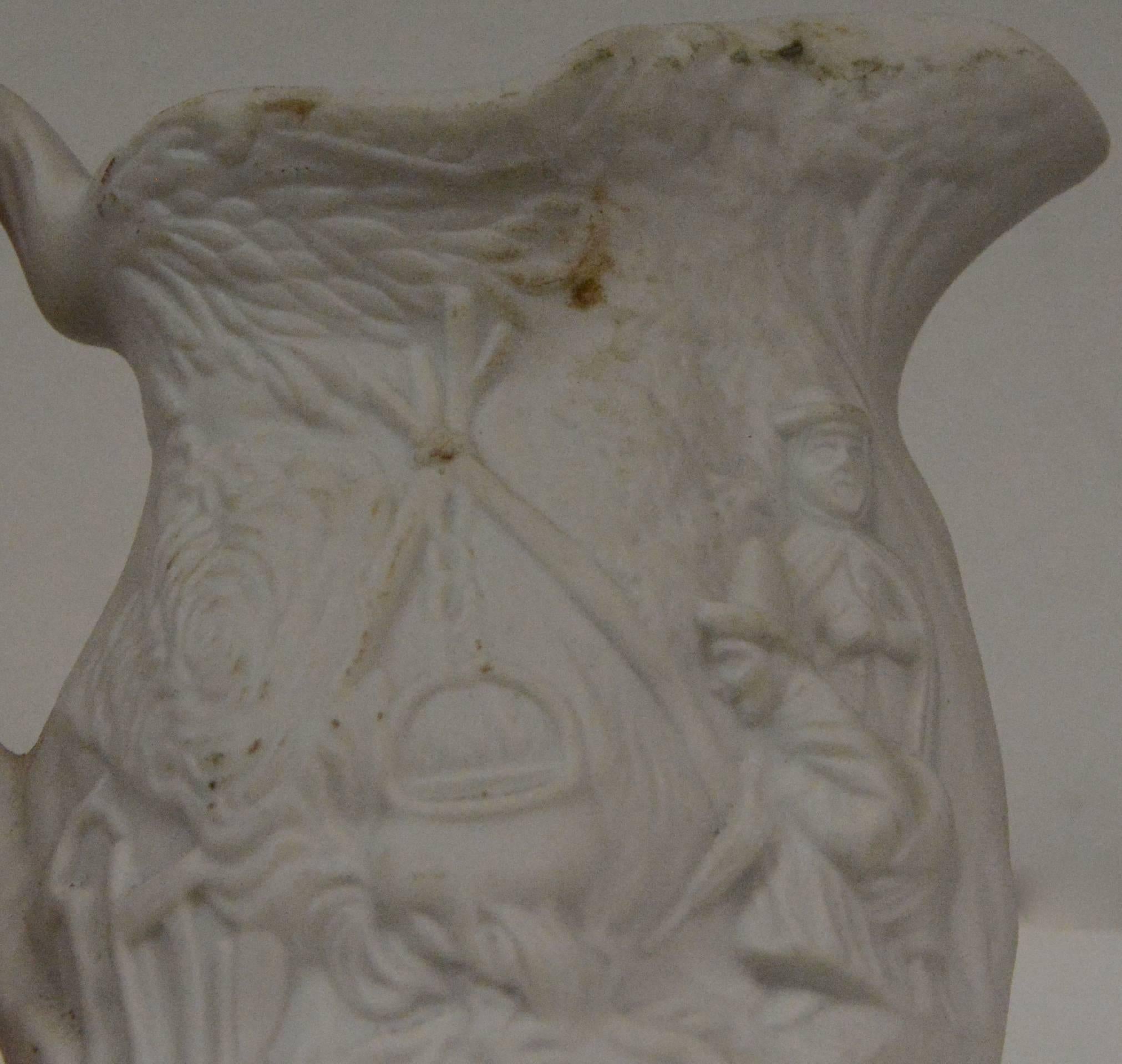 Hand-Crafted Parian Ware Earthenware Pitcher, circa 1850s For Sale