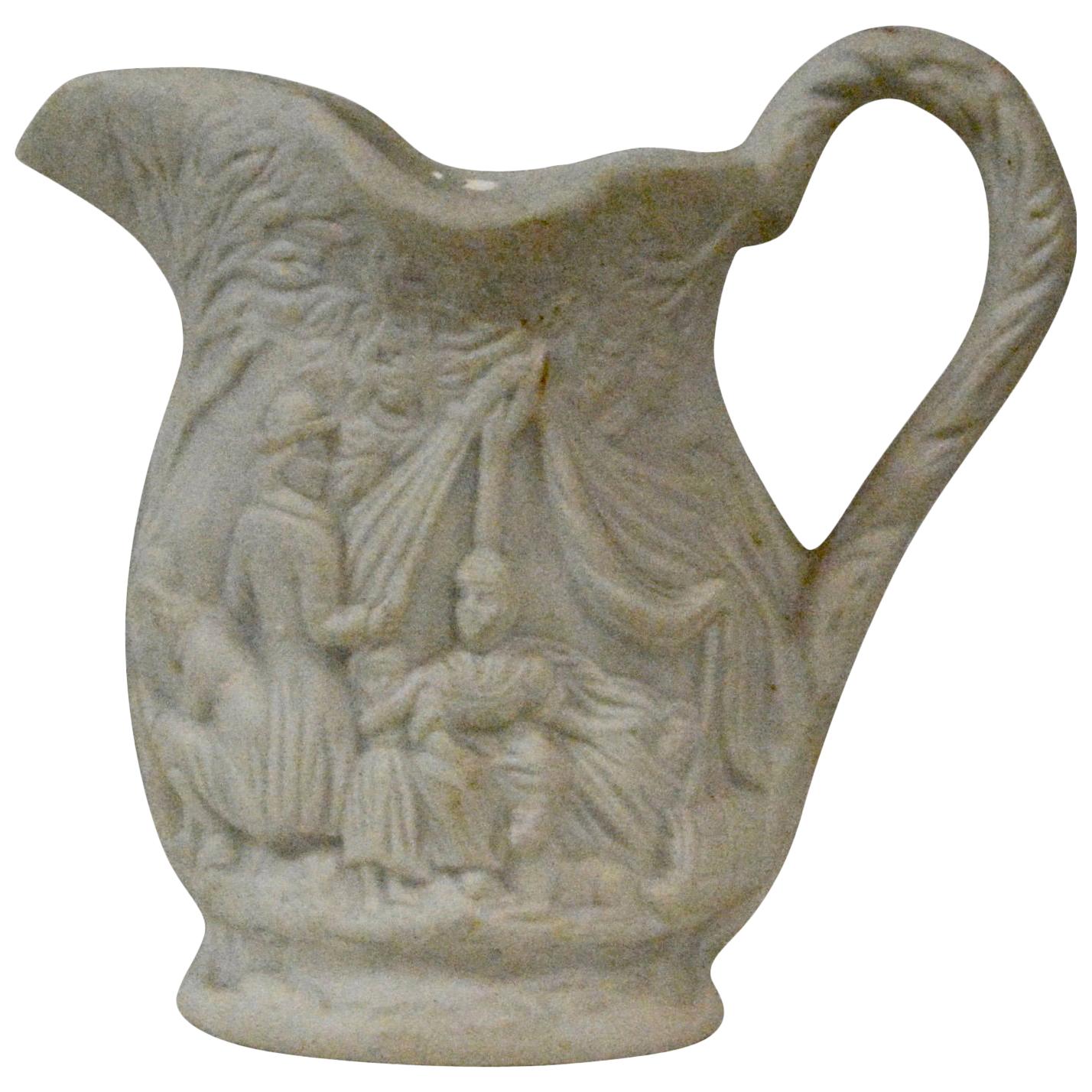 Parian Ware Earthenware Pitcher, circa 1850s For Sale