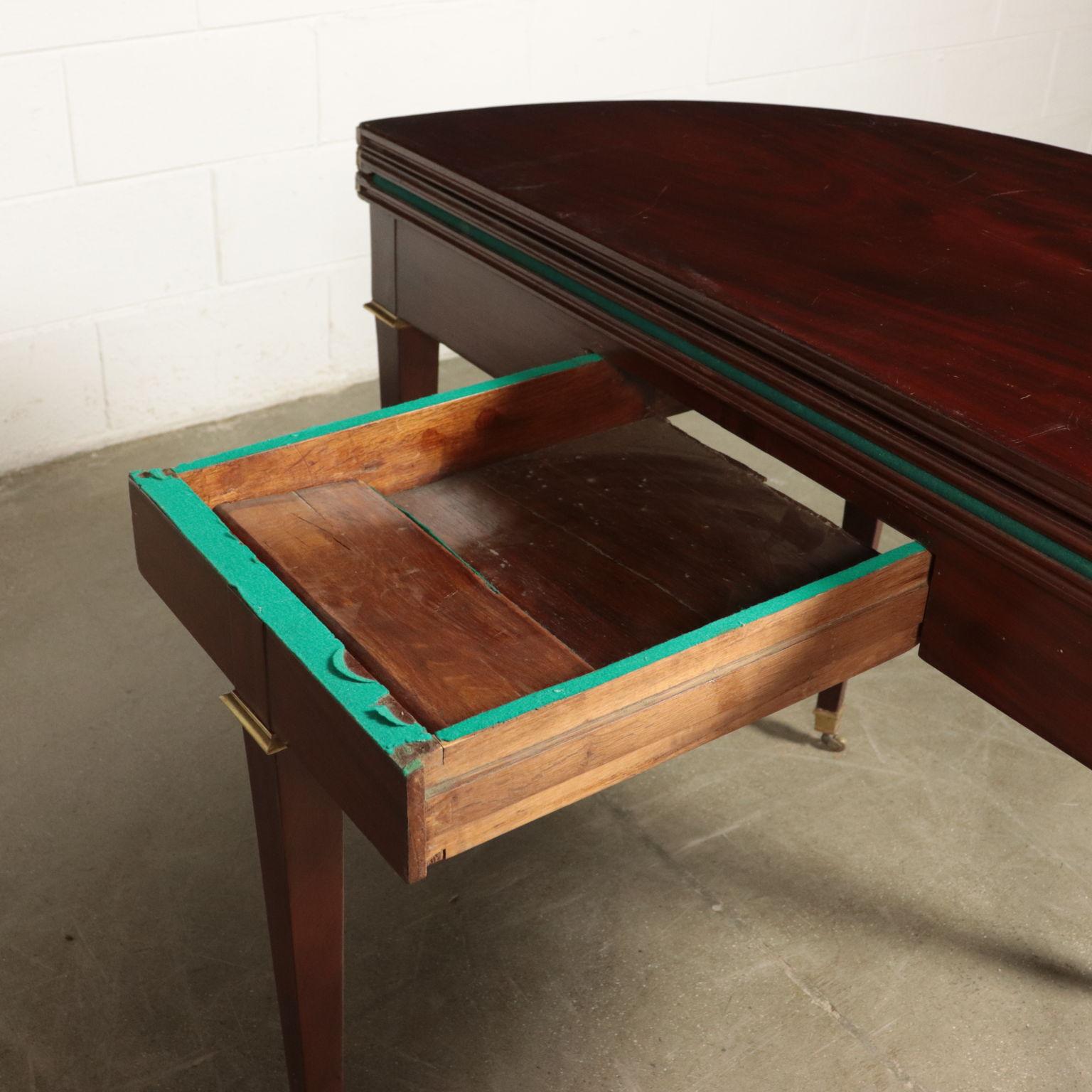 Parietal Folding Table Mahogany and Brass, France, 19th Century In Fair Condition In Milano, IT