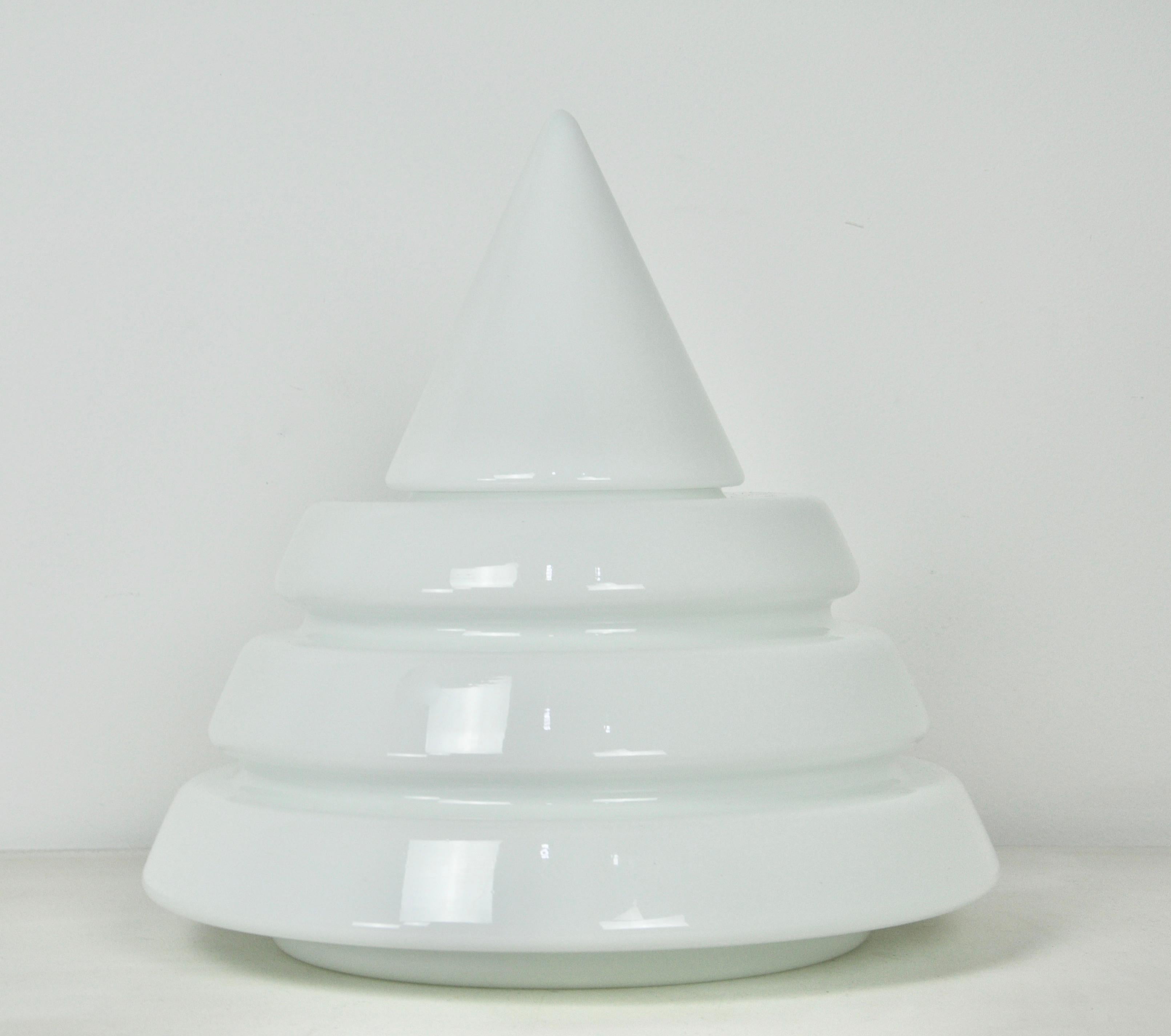 White opal glass lamp. Wear and tear due to time and age of the lamp.