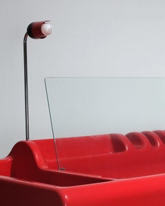 Parigi and Prina for Molteni Orix desk with integrated lamp , red c.1970s