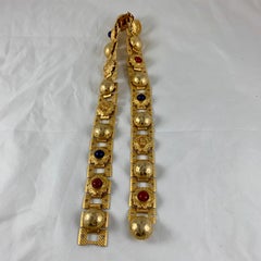 Paris 1960s Era Gold-Tone Metal and Bakelite Jeweled Medallion Handmade Belt